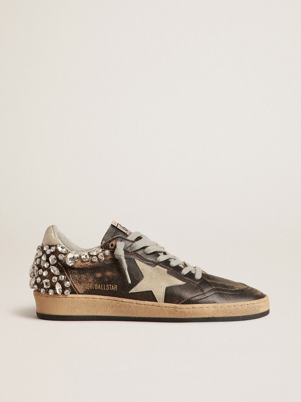 Ball Star in black leather with crystal decoration | Golden Goose