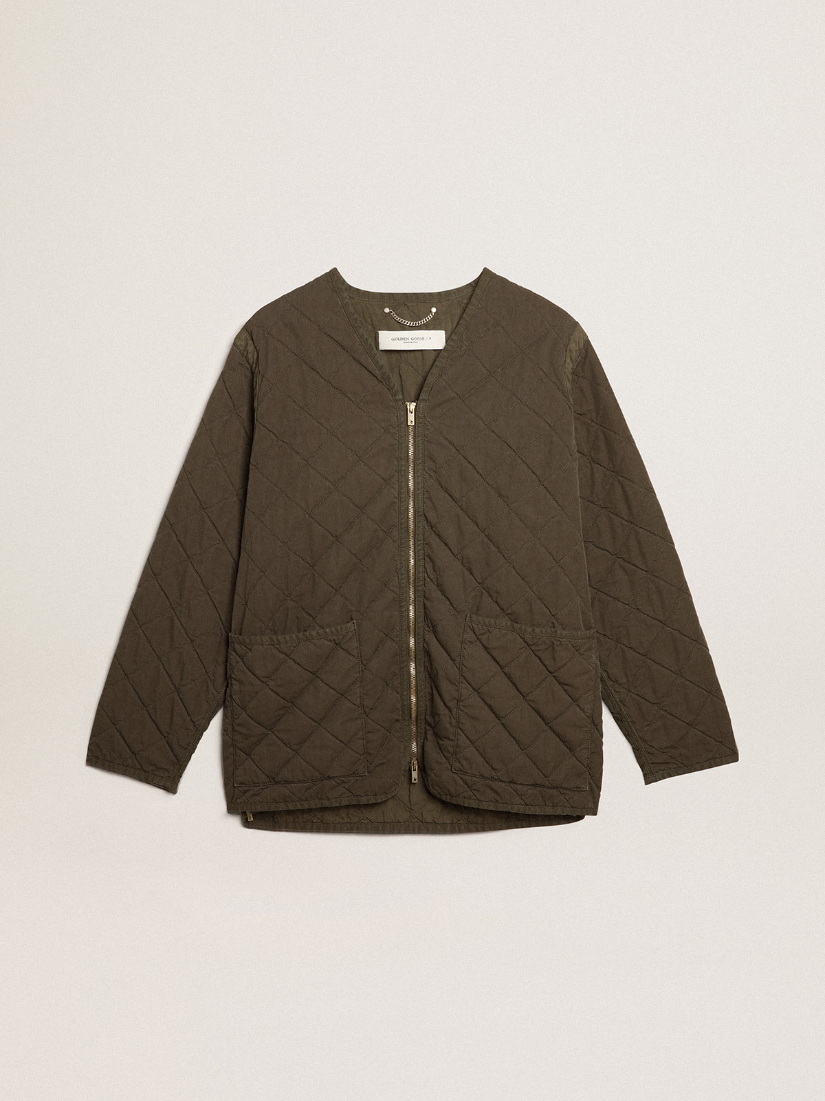 Olive-green quilted jacket | Golden Goose