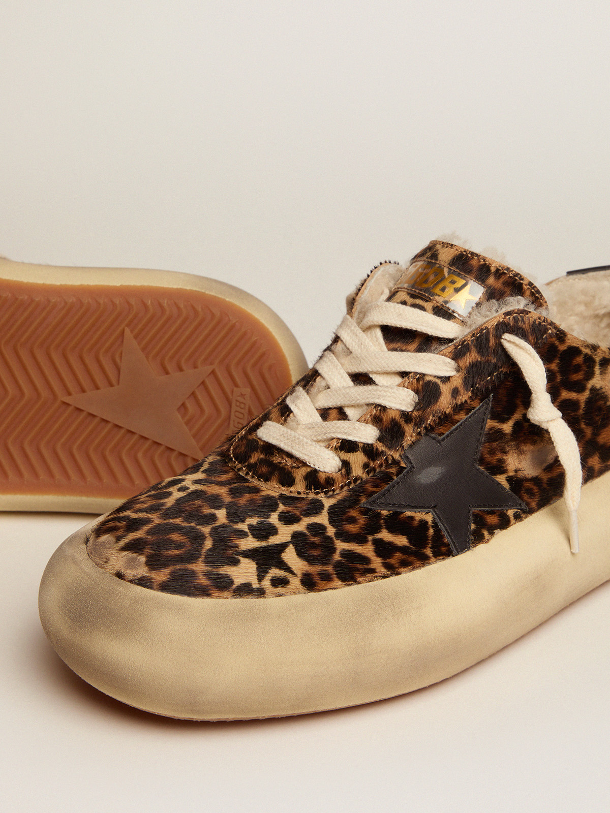 Space-Star shoes in animal-print pony skin with shearling lining | Golden  Goose