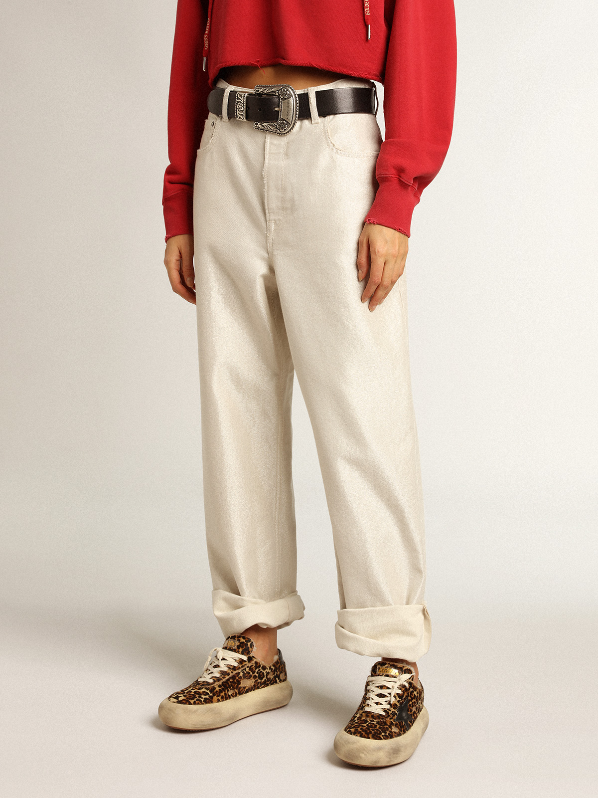 Golden white denim pants | Golden Goose