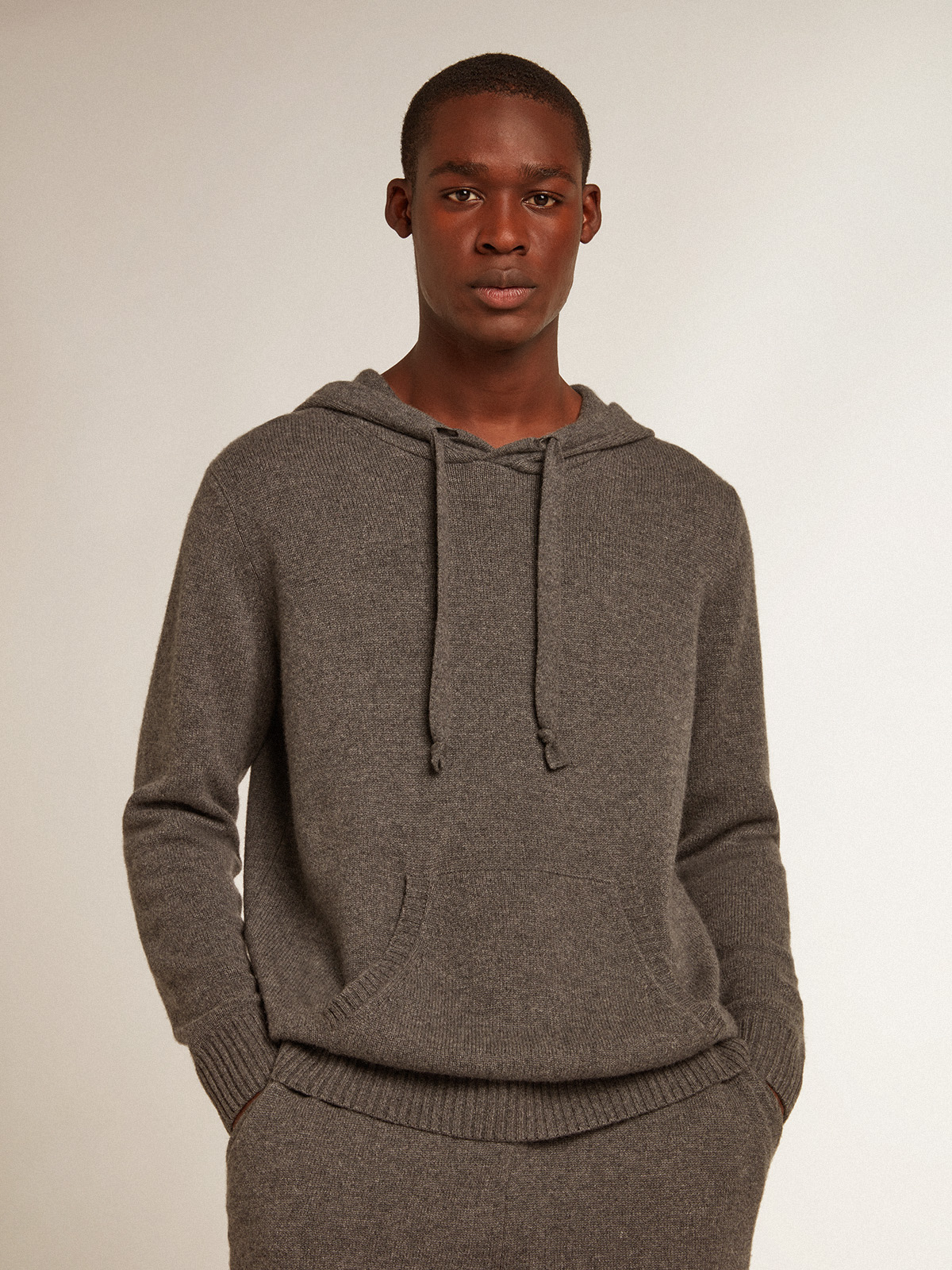 Gray melange cashmere and wool sweater - Man