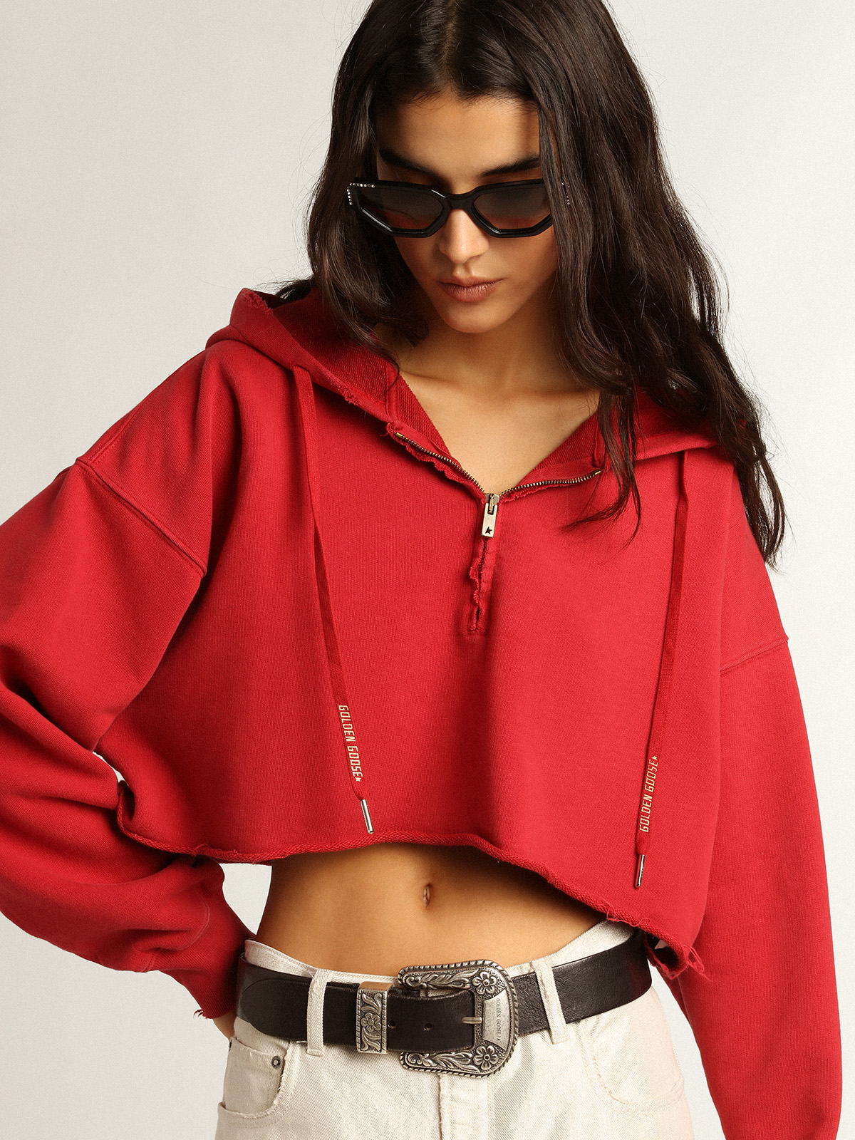 GOLDEN GOOSE CROP HOODIE-