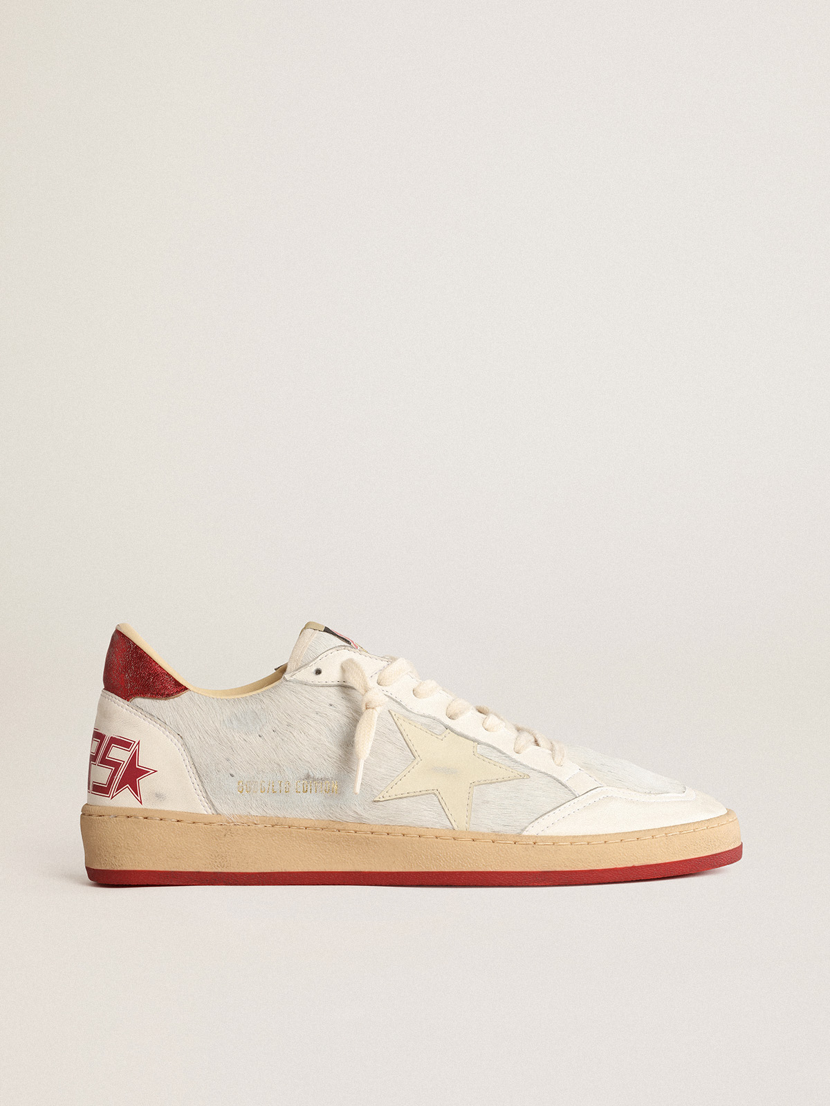 Men's Ball Star LTD CNY in white pony skin with leather star