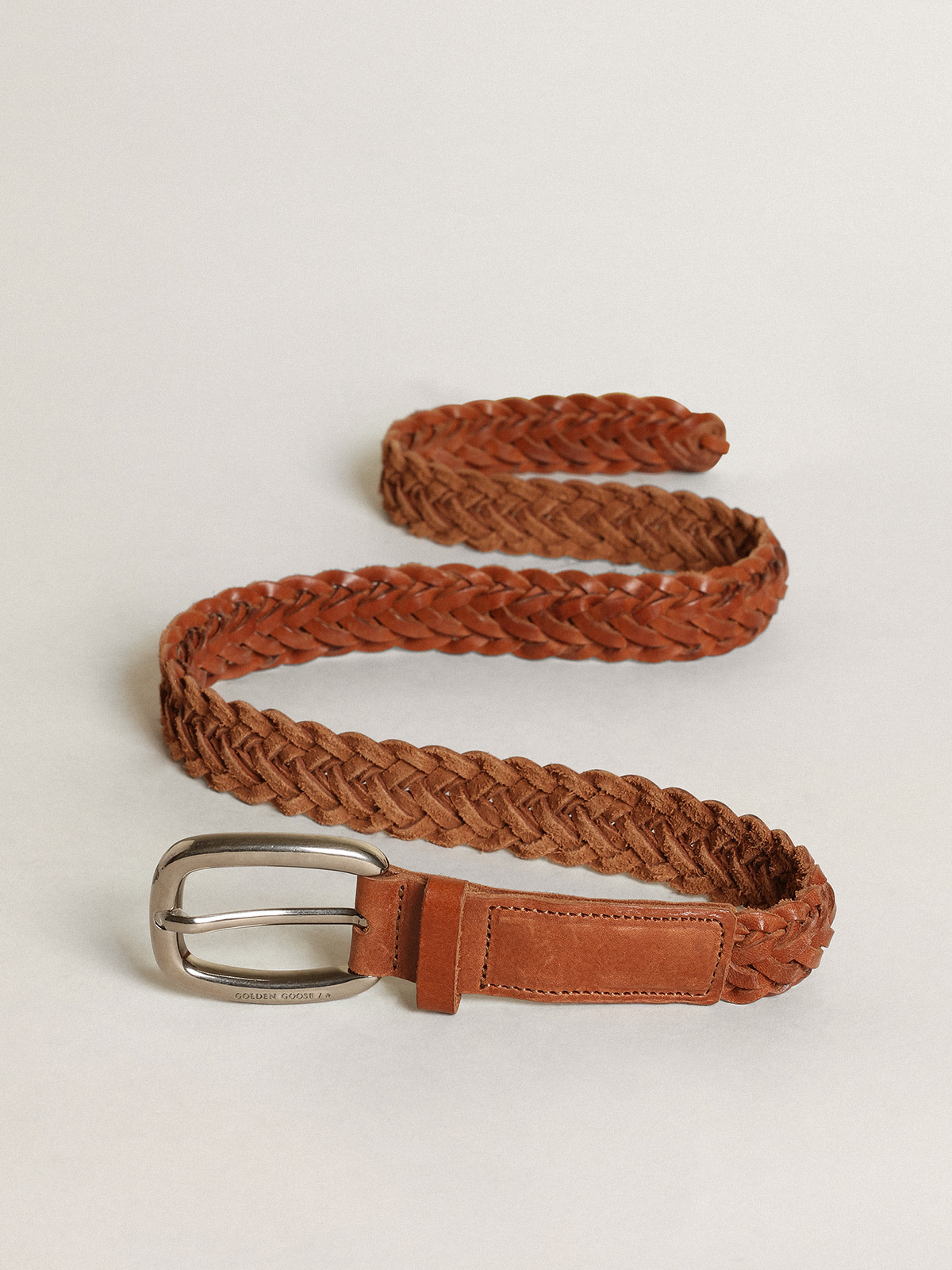 Houston belt in brown braided leather