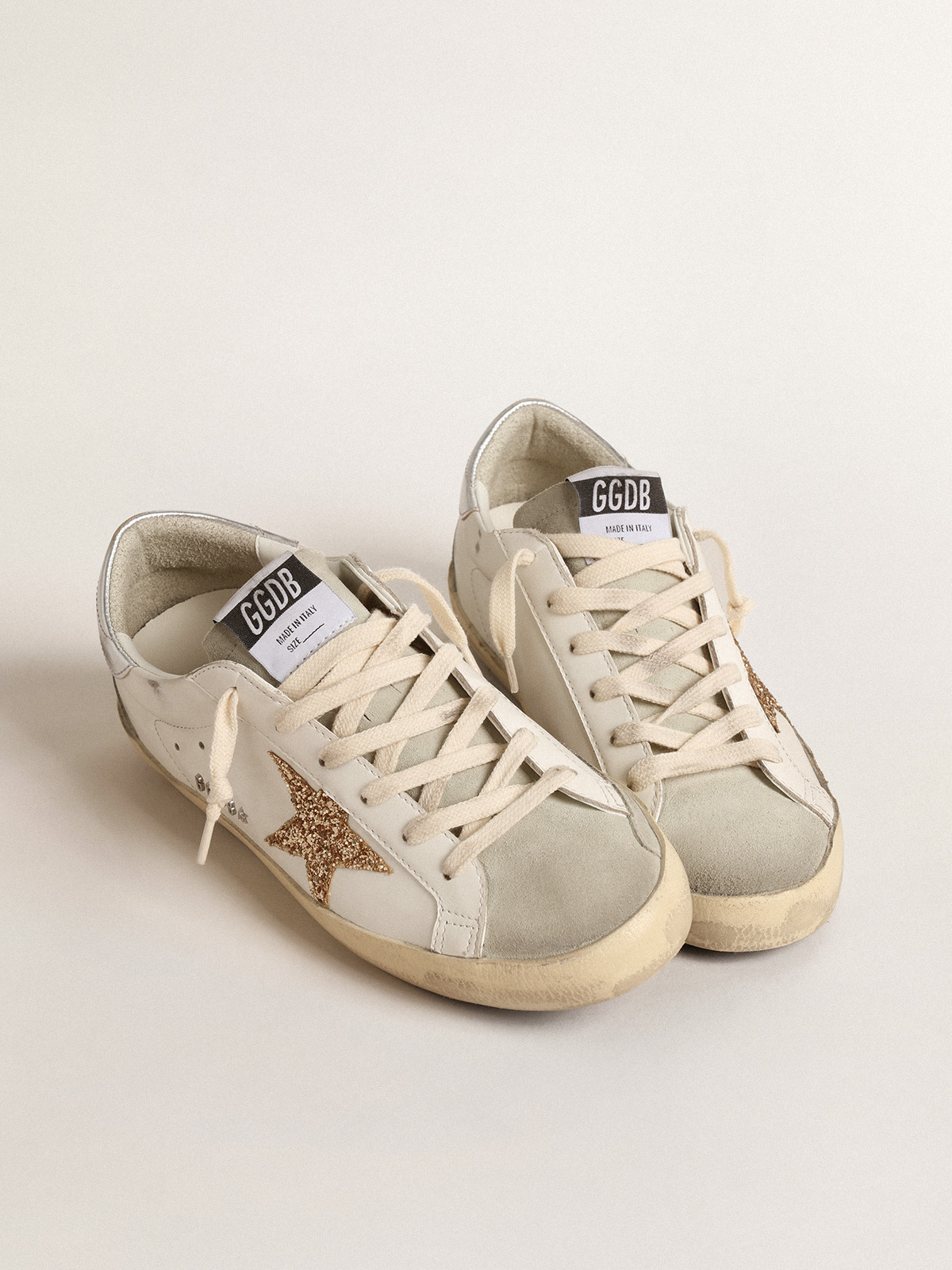 Golden goose outlet white and gold