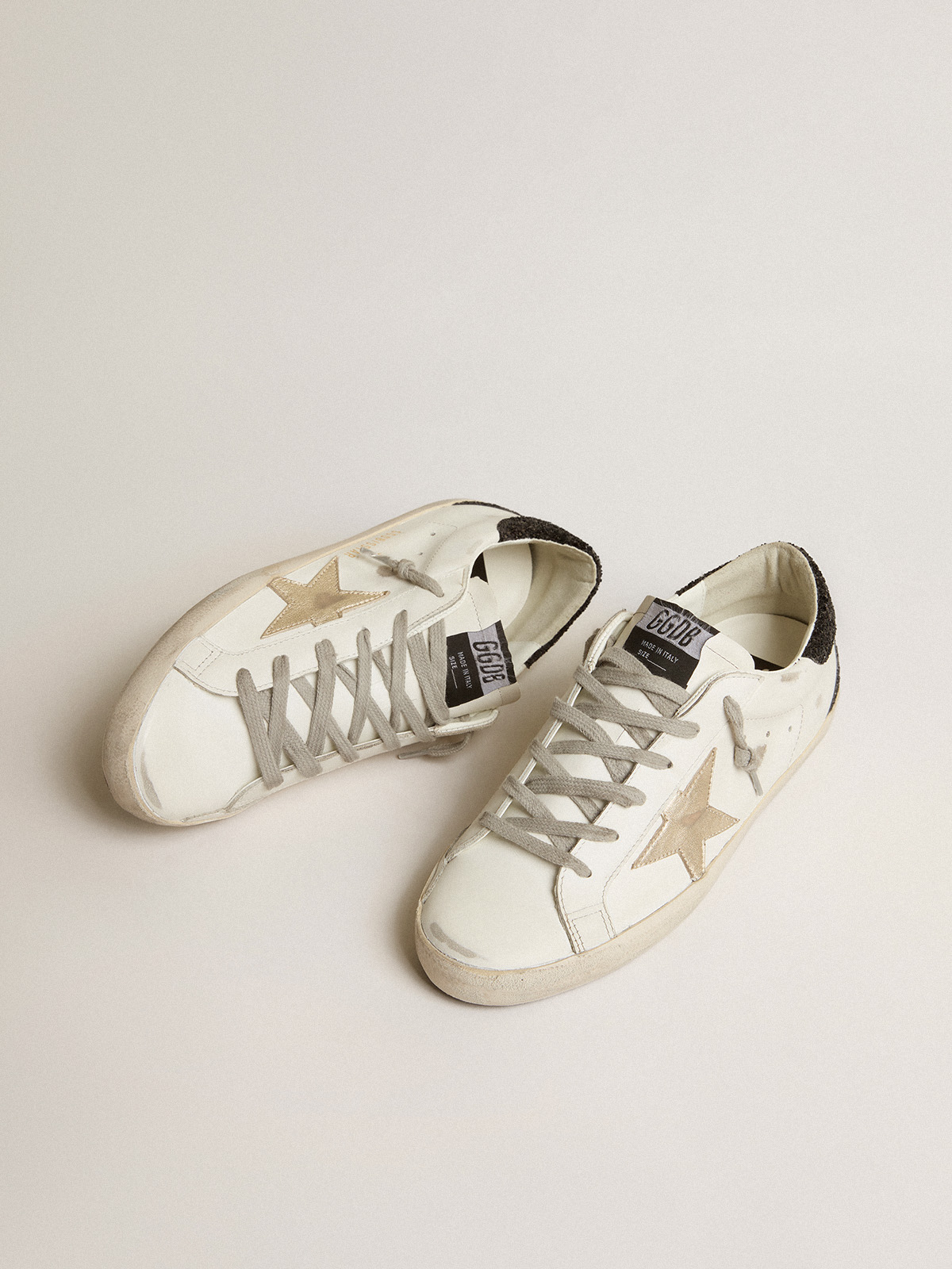 Super-Star with gold star and black glitter heel tab | Golden Goose