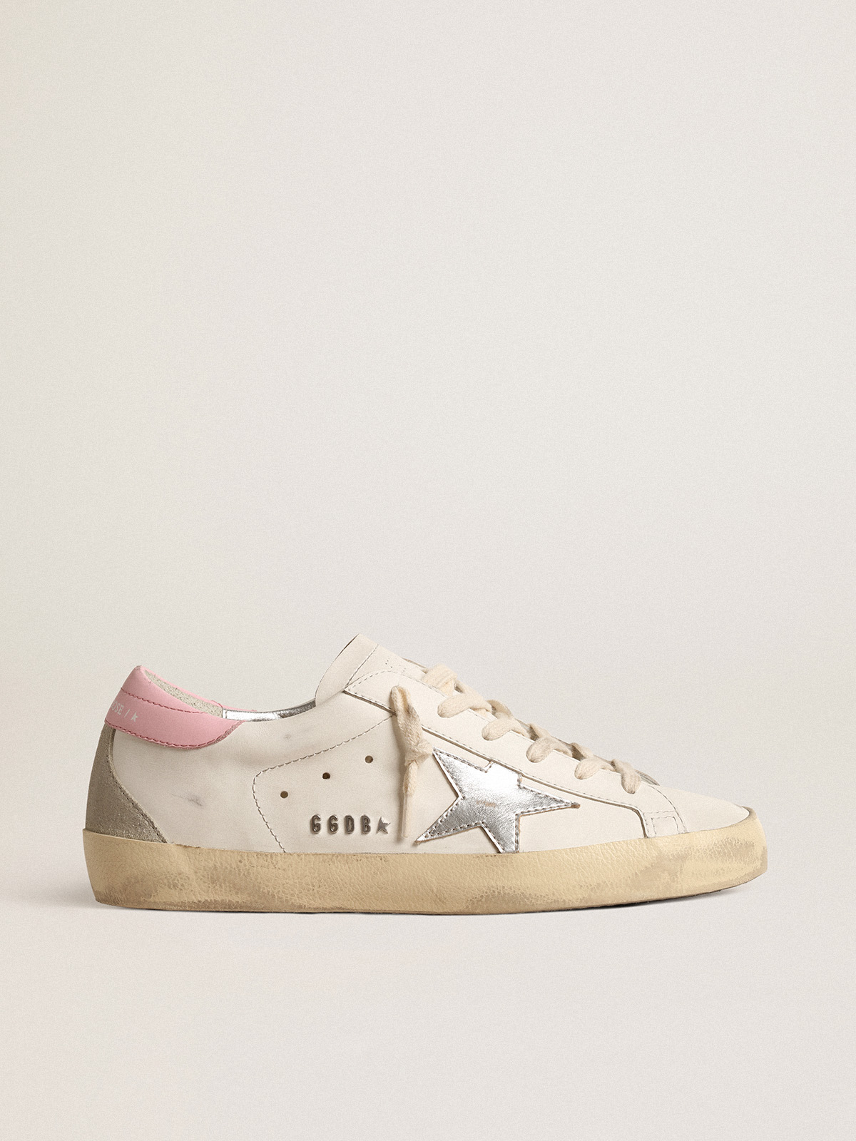 Super-Star with silver leather star and pink heel tab | Golden Goose