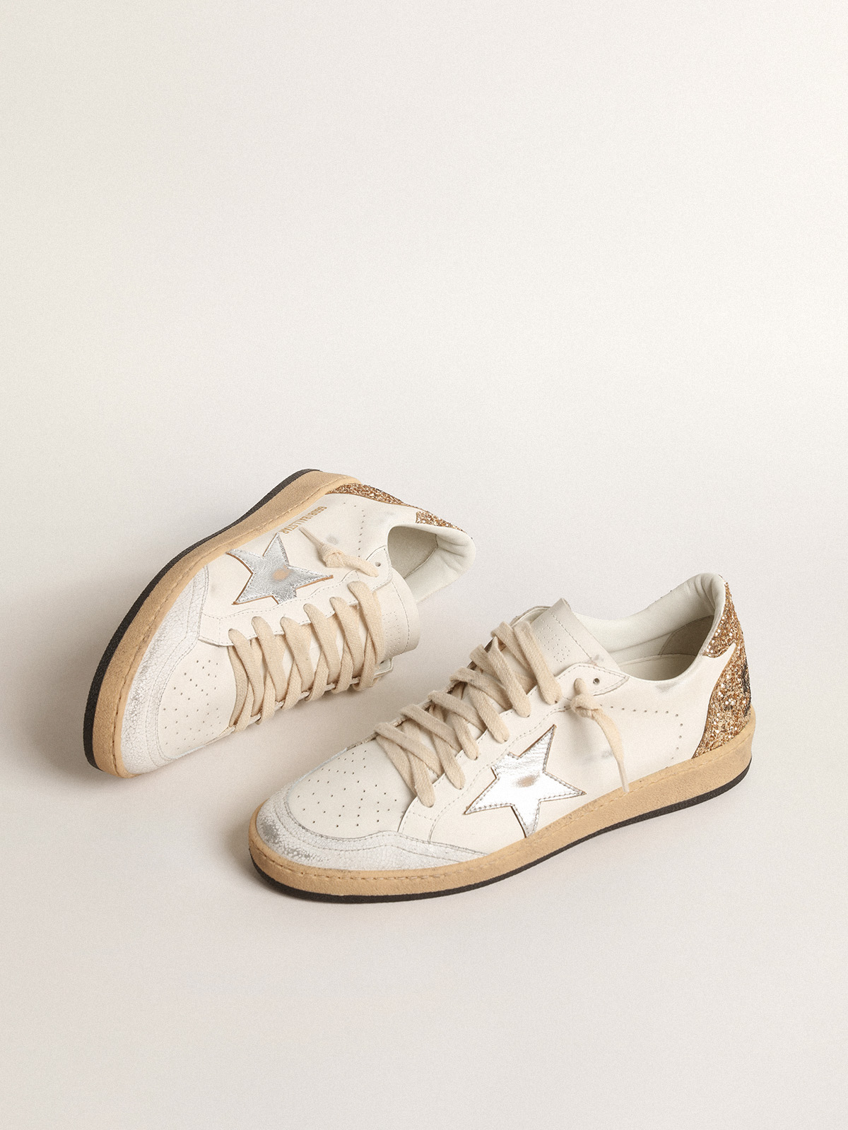 Ball Star with metallic leather star and glitter heel tab Golden