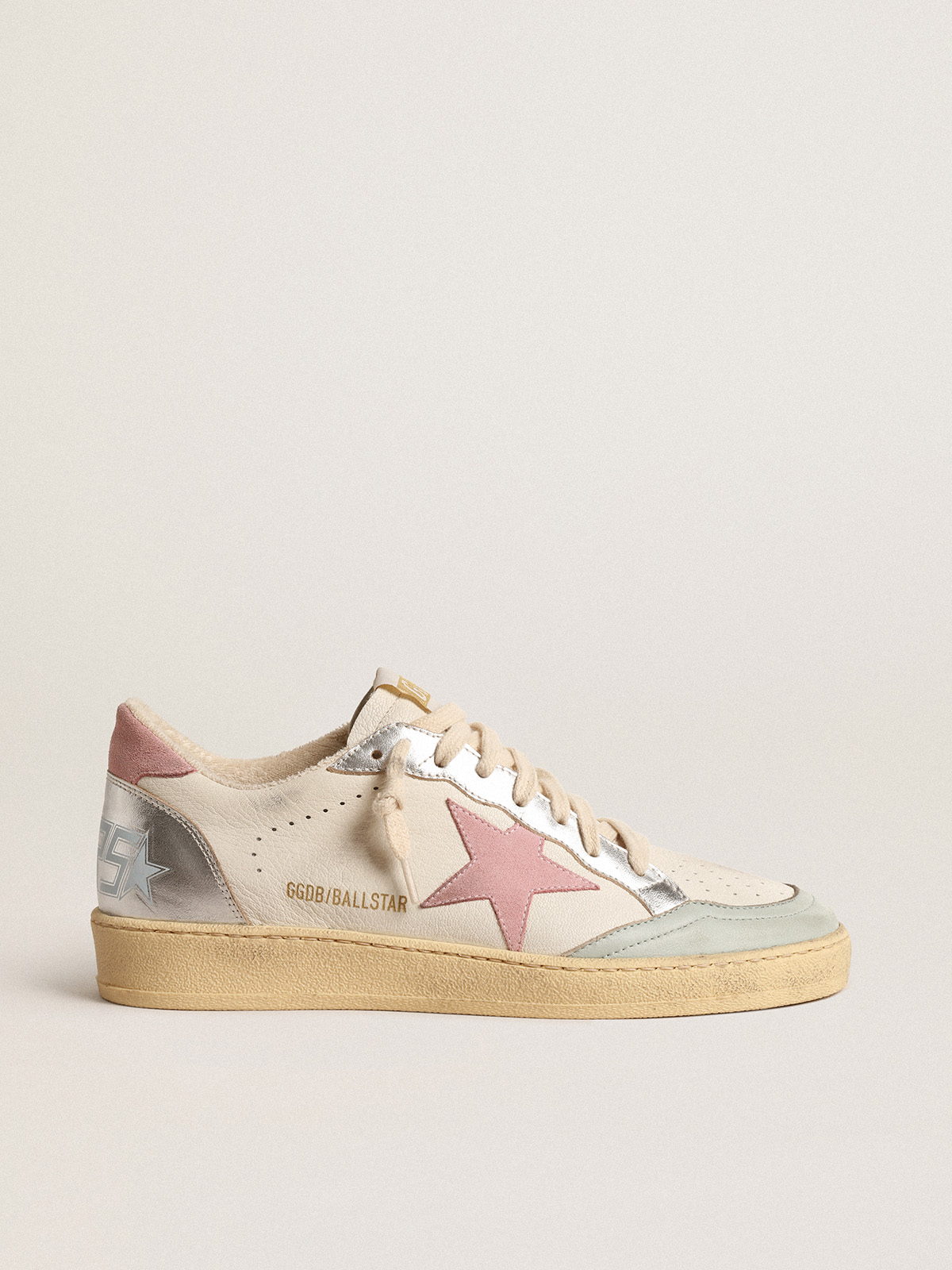 Ball Star with pink suede star and metallic leather inserts