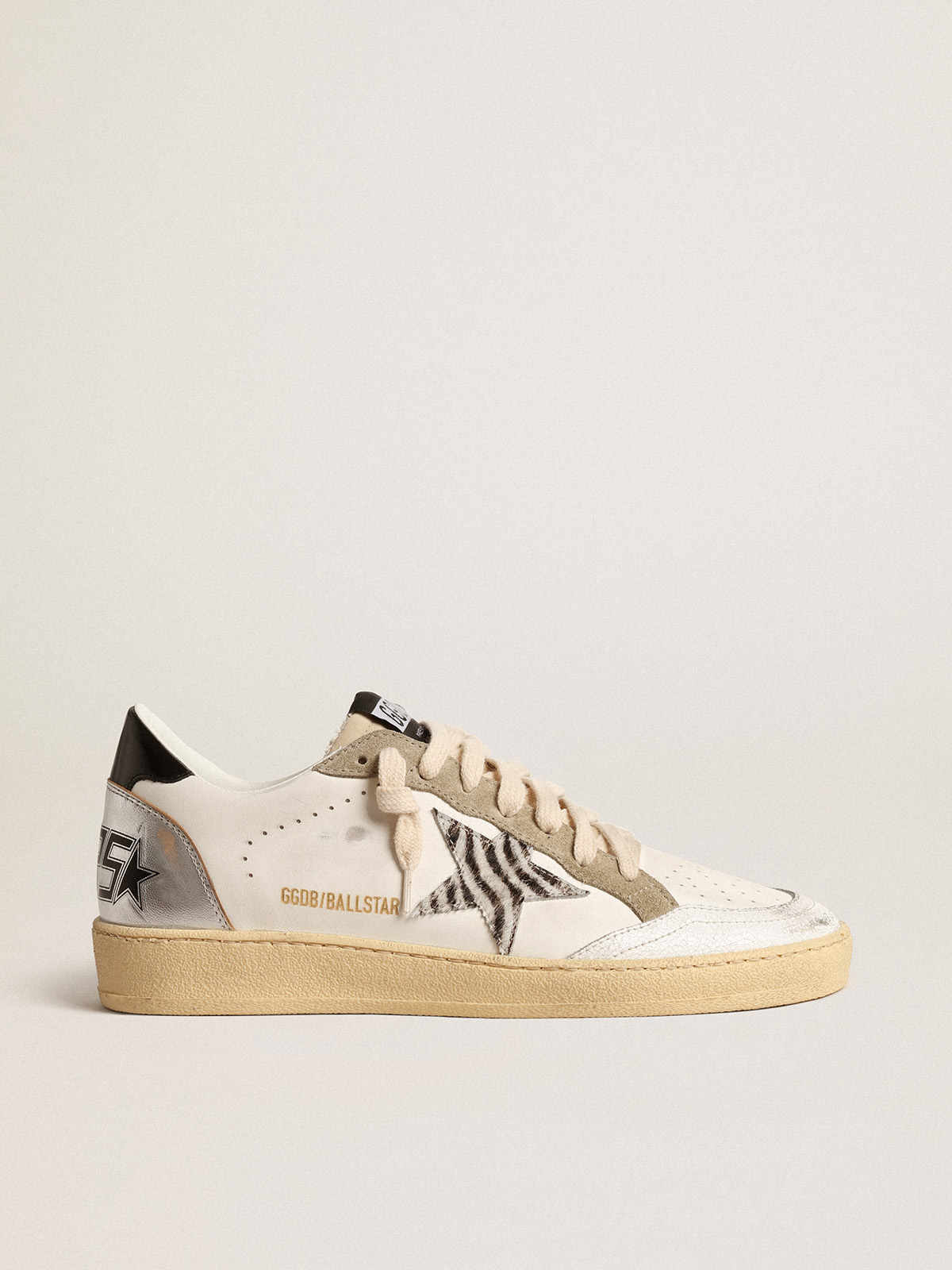 Ball Star LTD with zebra-print star and metallic leather insert 