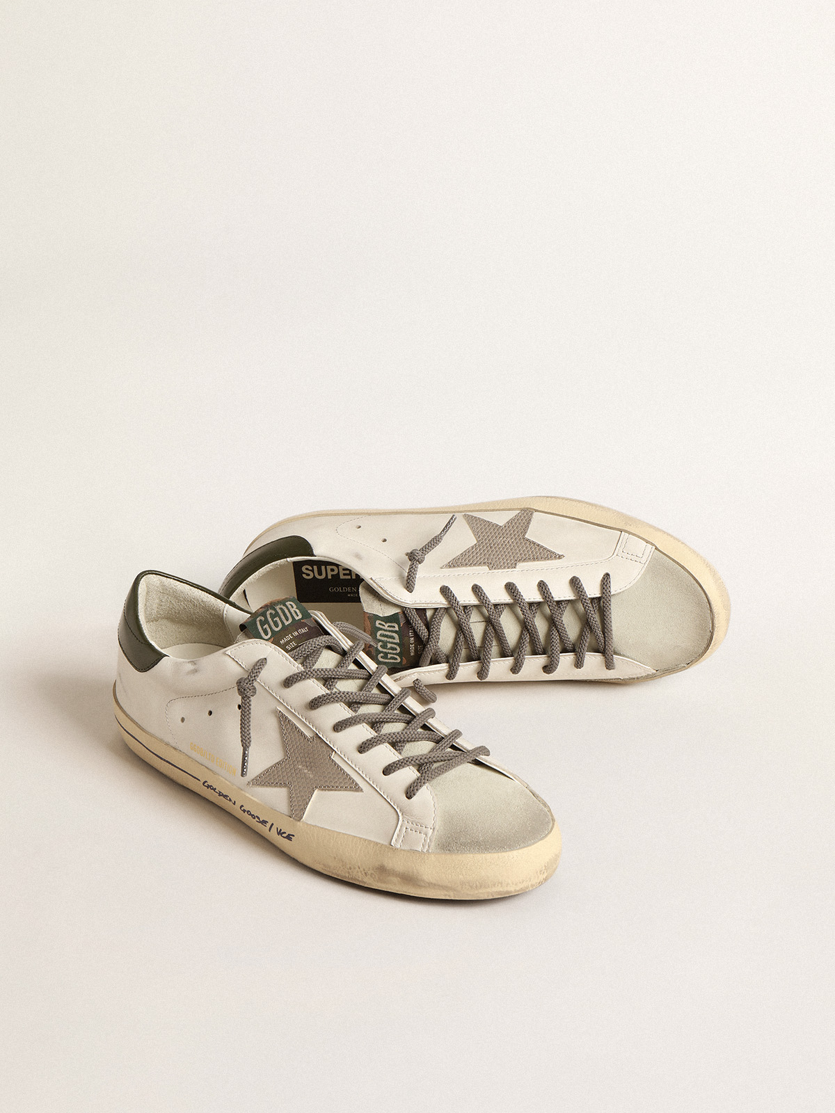 Super-Star LTD with croc-print star and green heel tab | Golden Goose