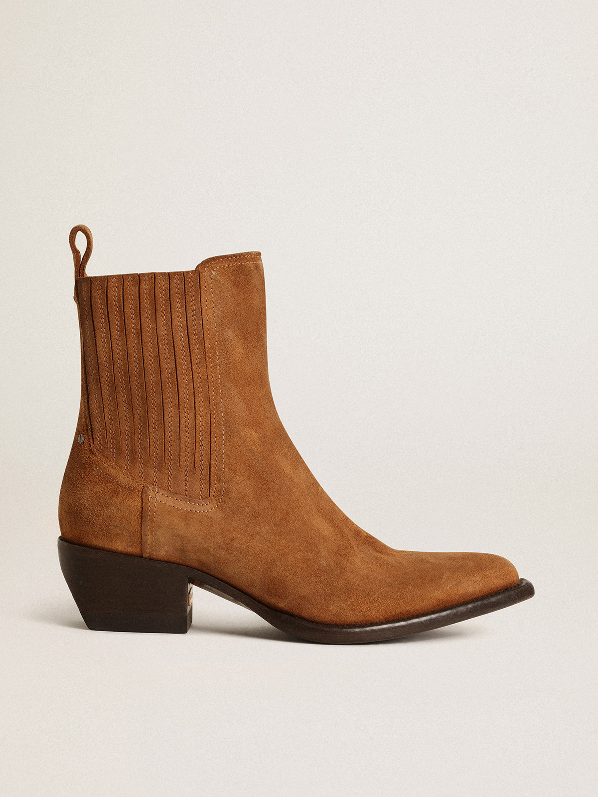 Tan suede pointed outlet toe booties