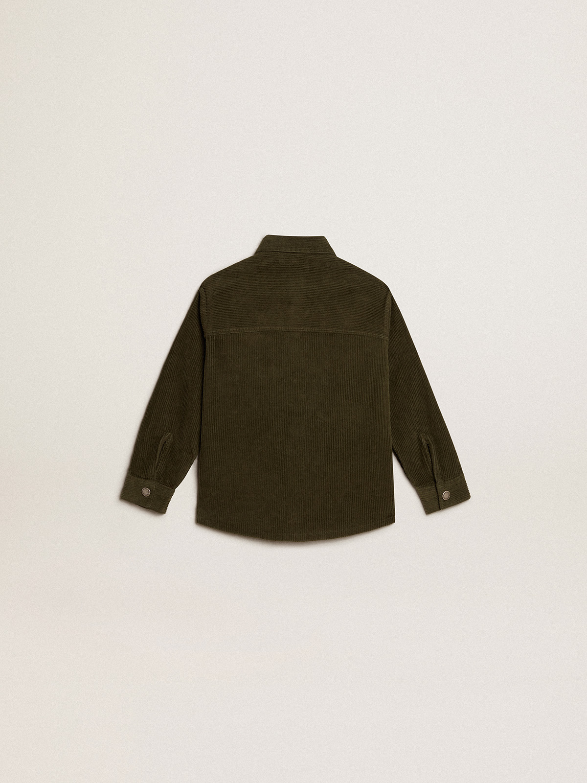 Boys' dark green shirt in velvet-effect cotton | Golden Goose