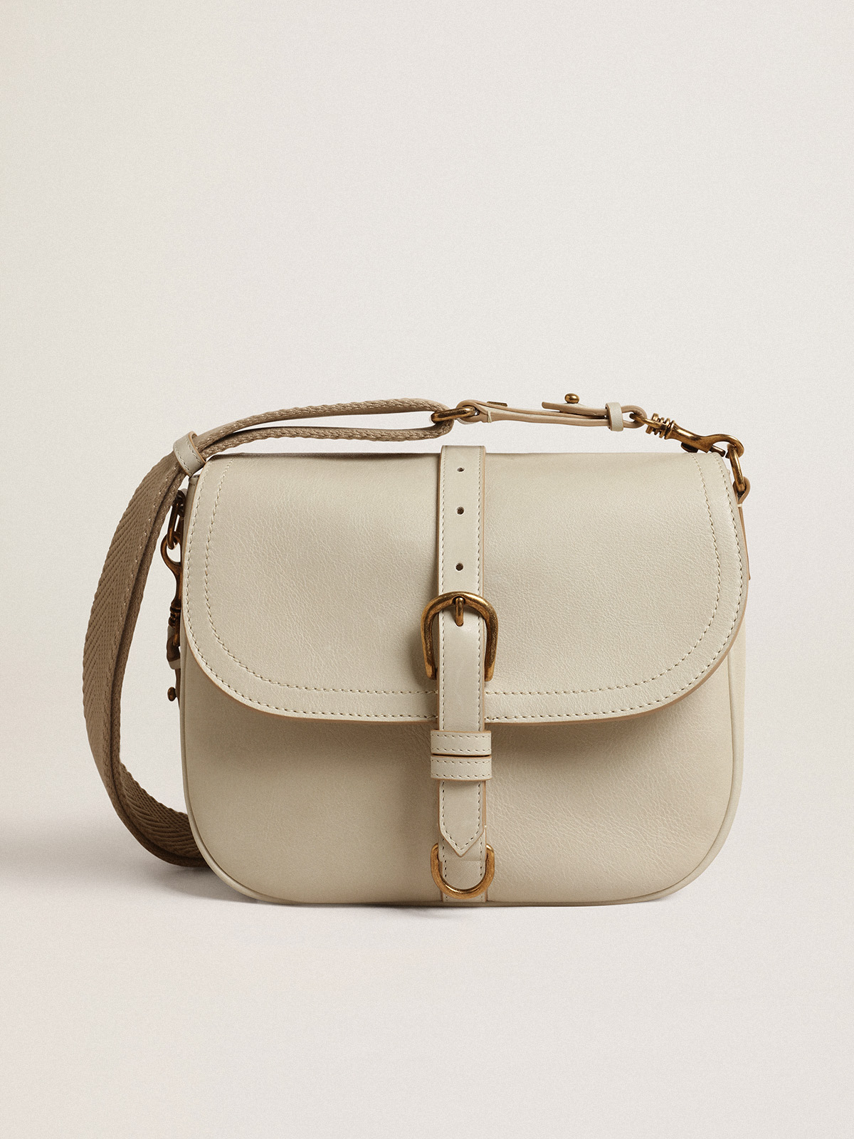 Sorbonne flap bag in suede and vintage leather