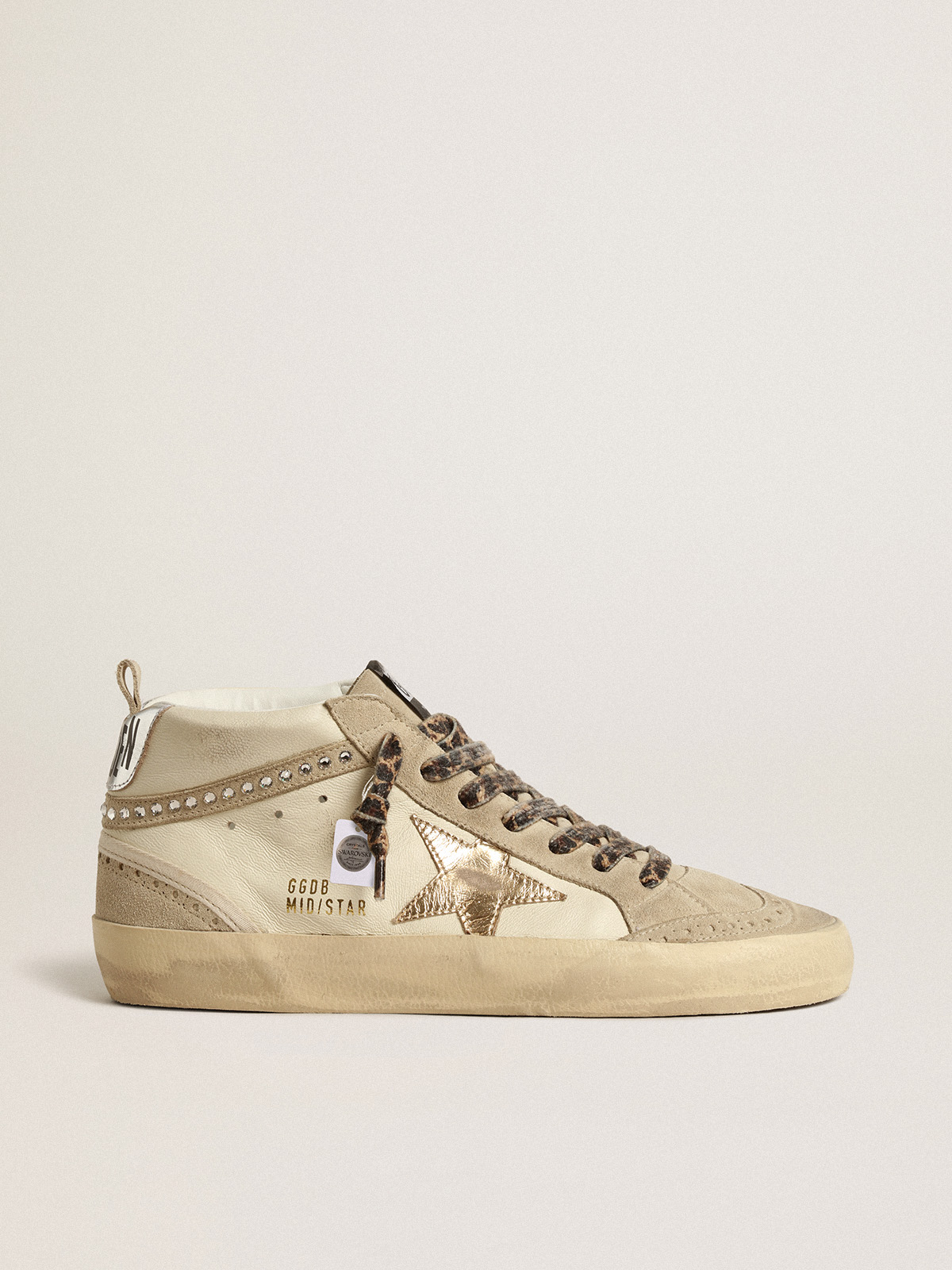 Mid Star with metallic leather star, and flash with crystals | Golden Goose