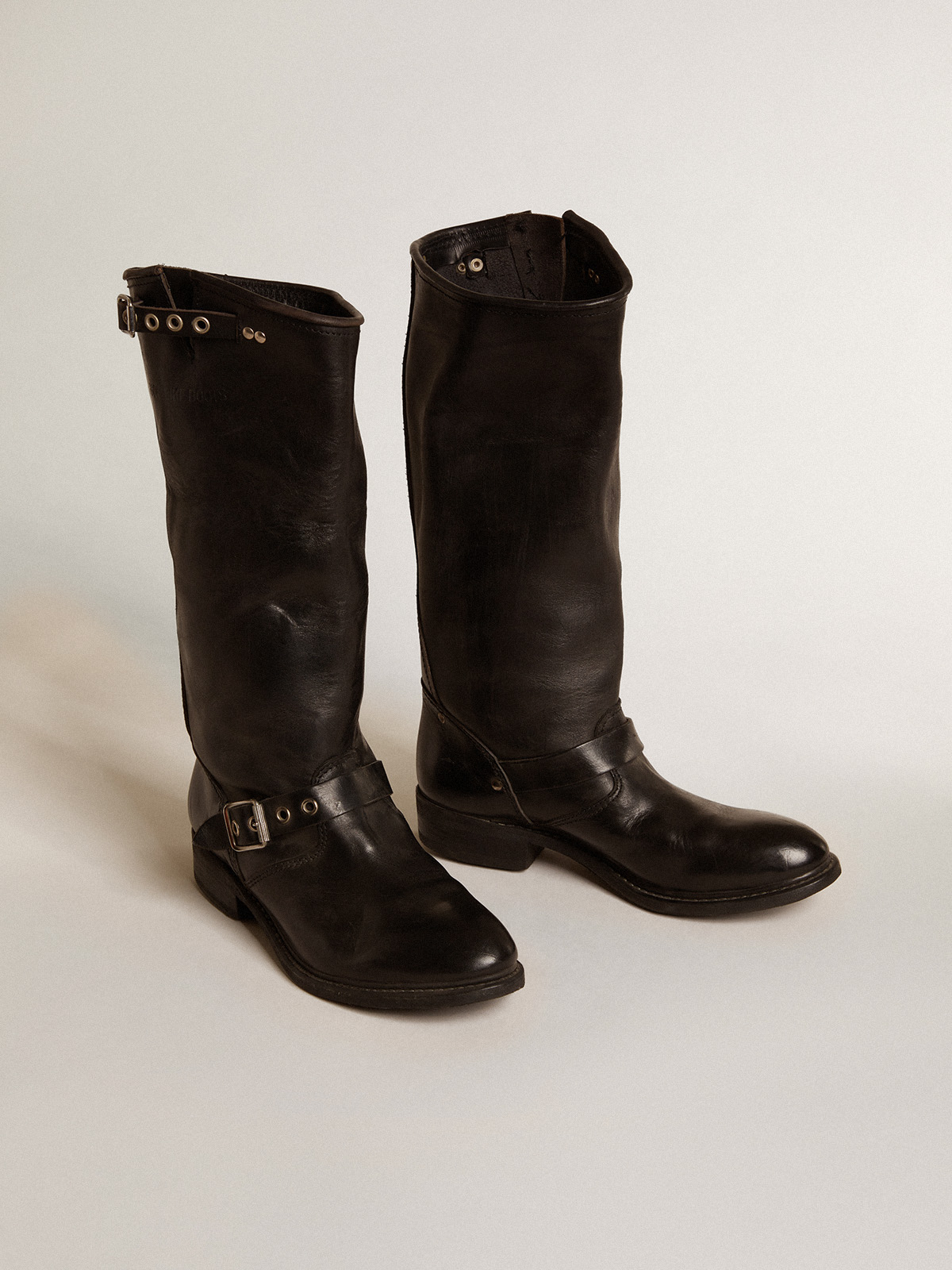 Biker boots gold sale