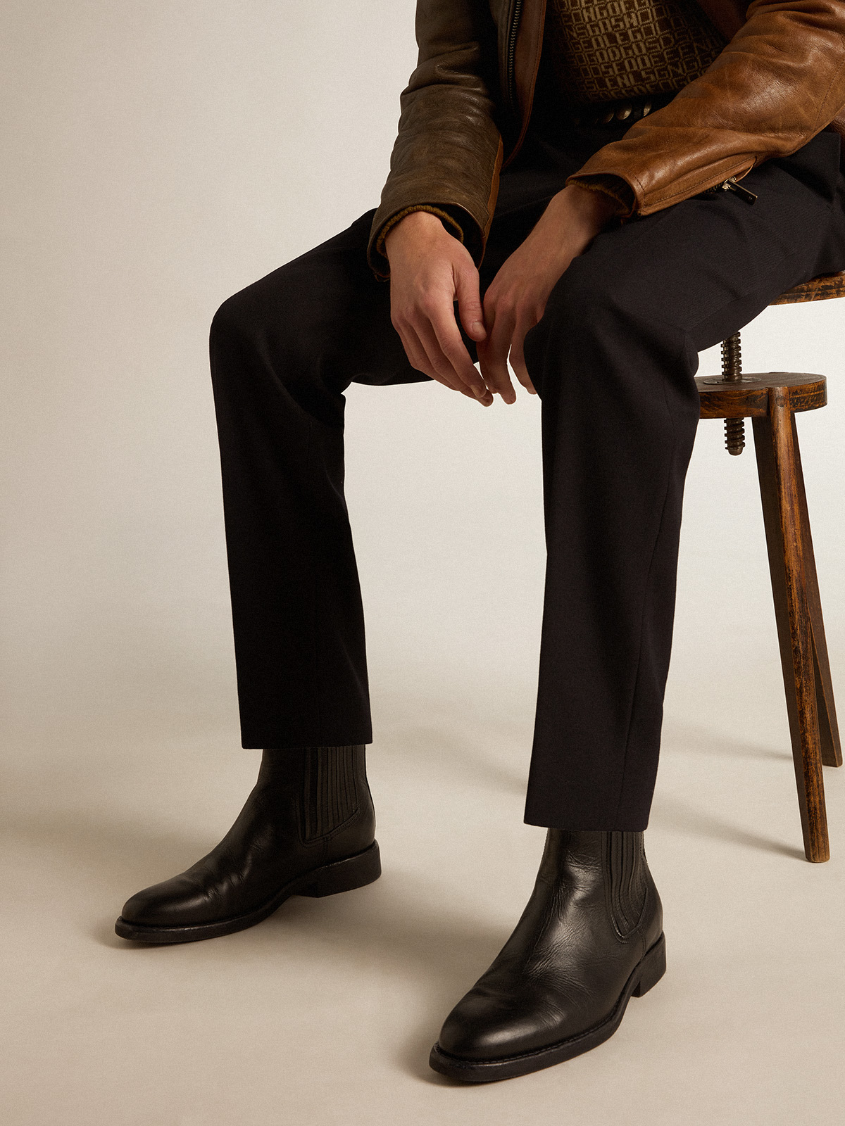 Mens black chelsea shop boots with buckle