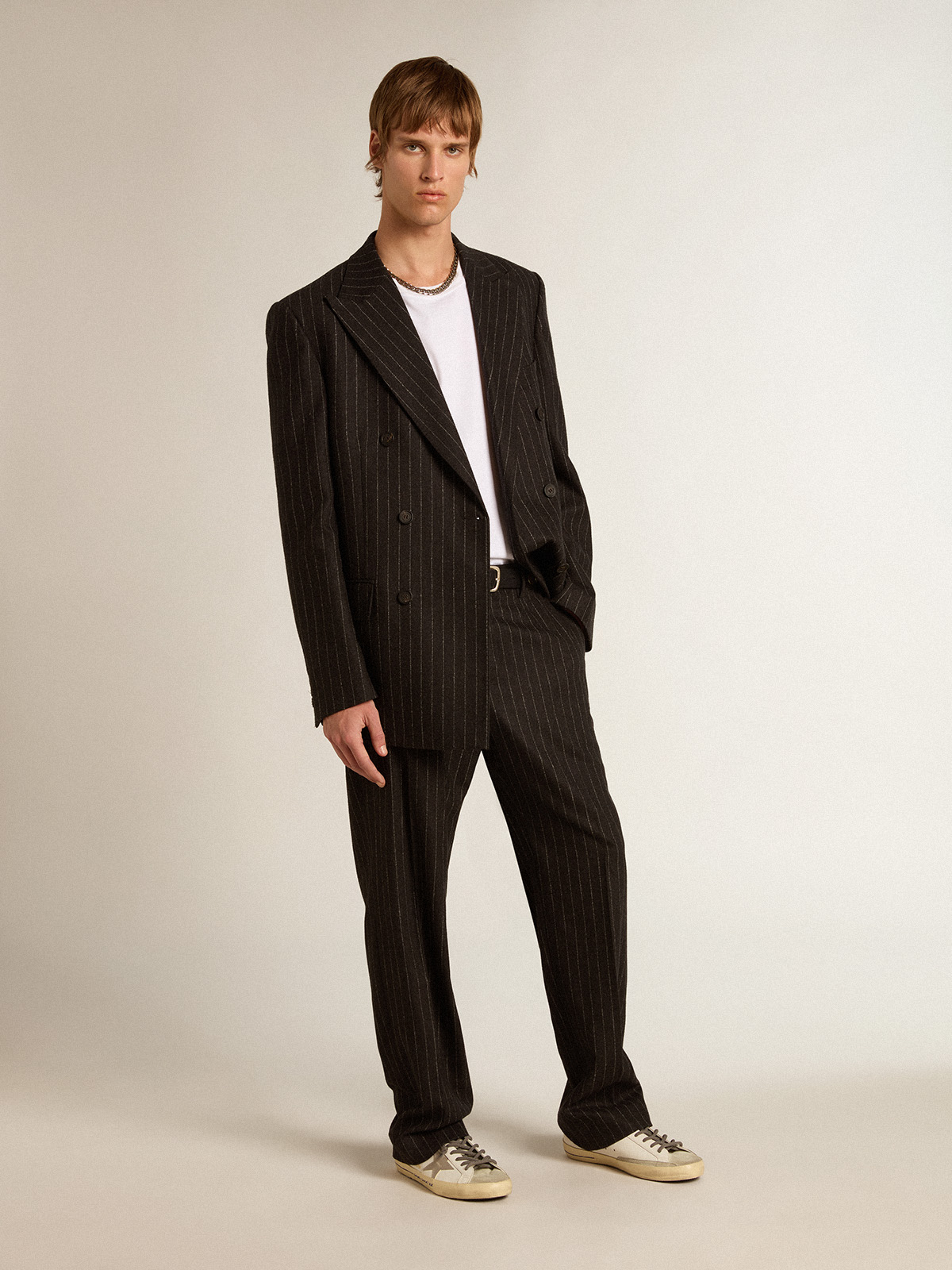 Men's pants in dark gray wool