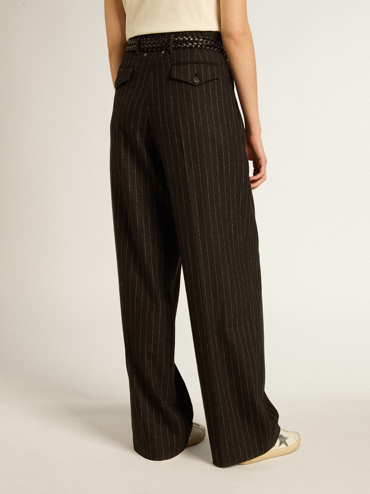 LTS Tall Women's Black & Pink Side Stripe Wide Leg Trousers