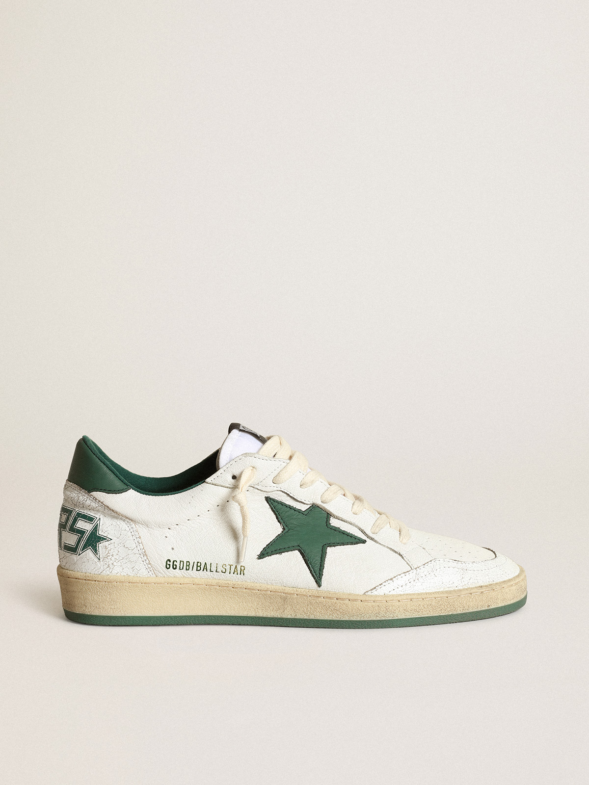 Women s Ball Star in white nappa leather with green leather star