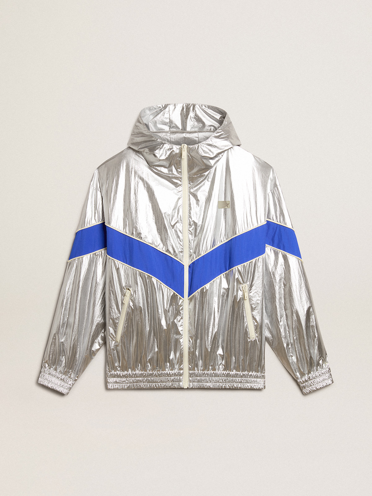 Metallic Silver Windbreaker Jacket