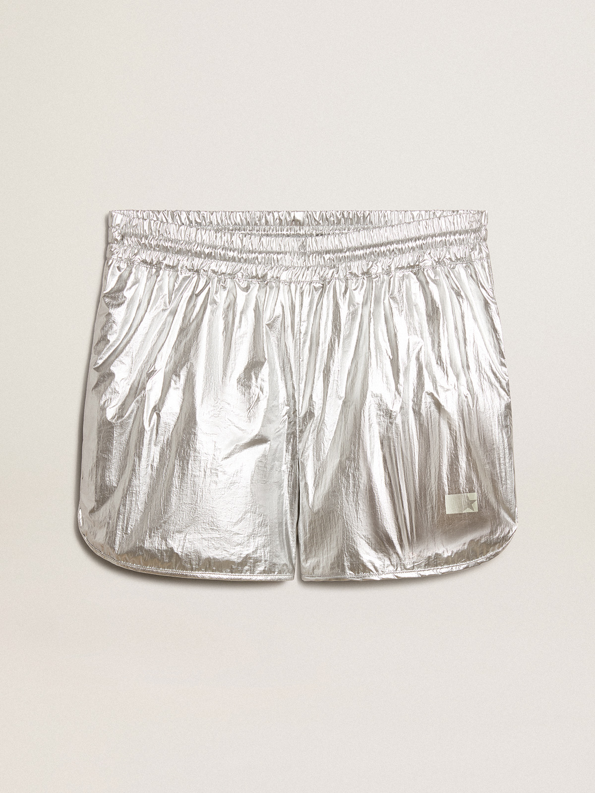 Men's running shorts in silver fabric
