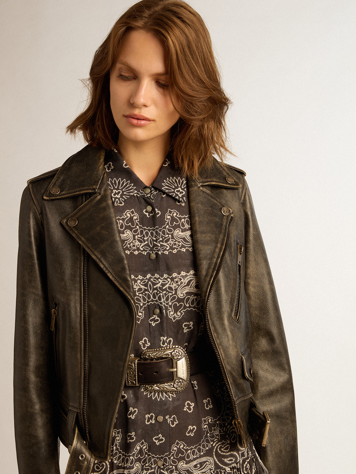 Leather jacket Golden Goose - Printed leather jacket