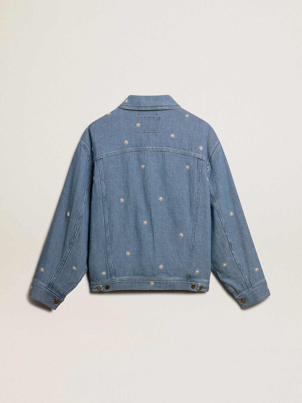 Women's denim jacket with floral embroidery