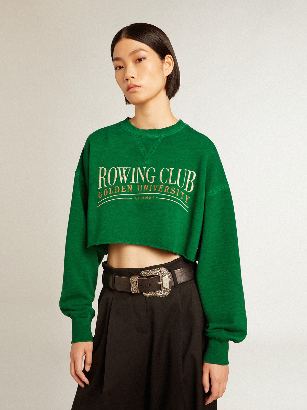 Green crop top on sale sweater