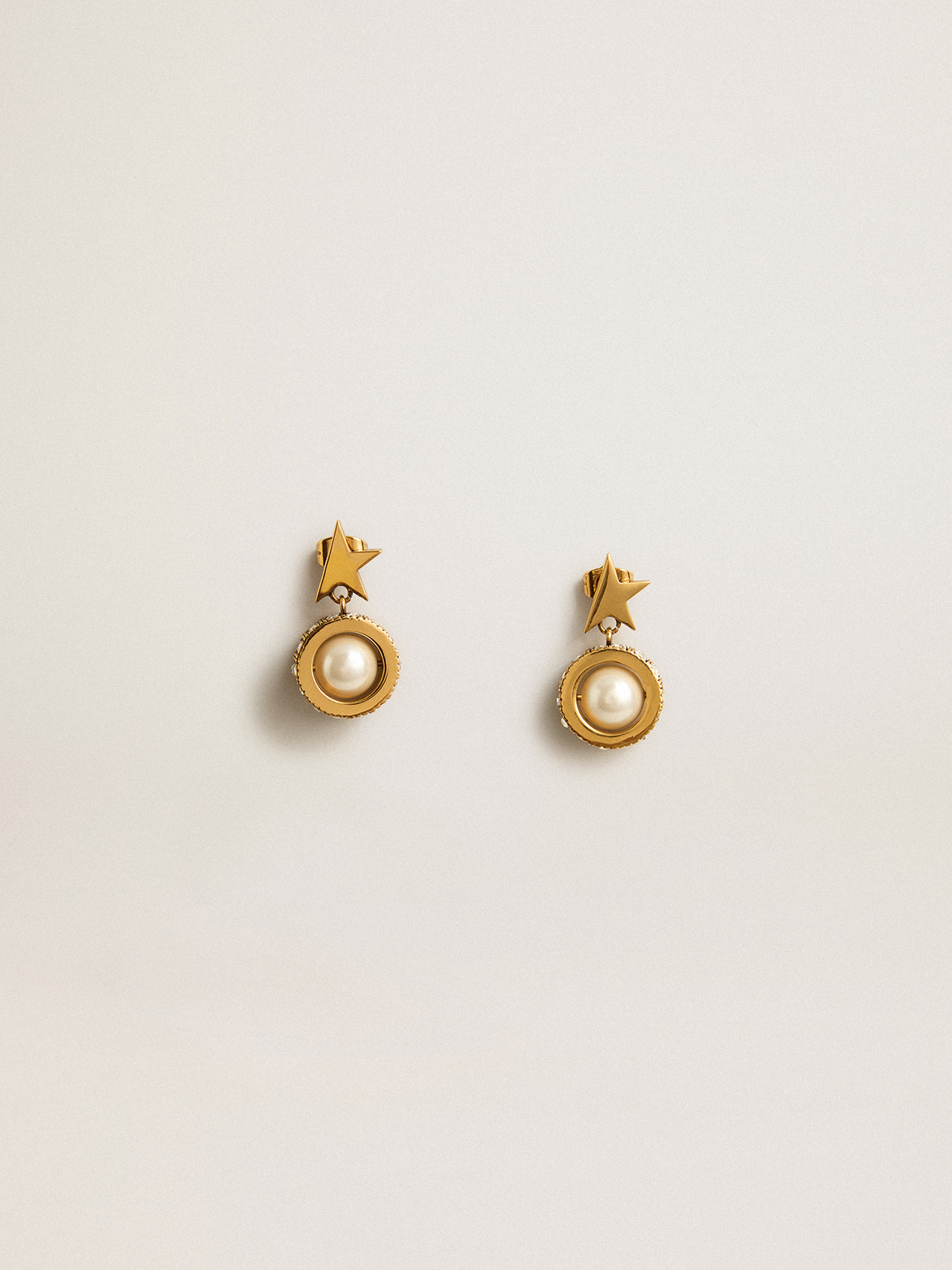 Small gold store pearl earrings