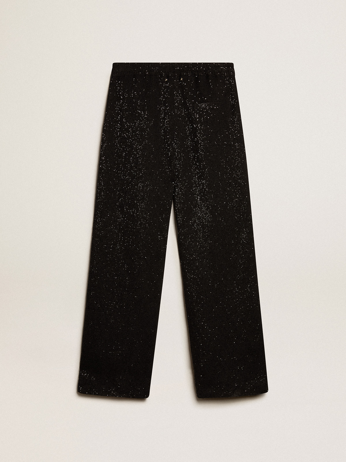 Men's black joggers in linen blend with sequins