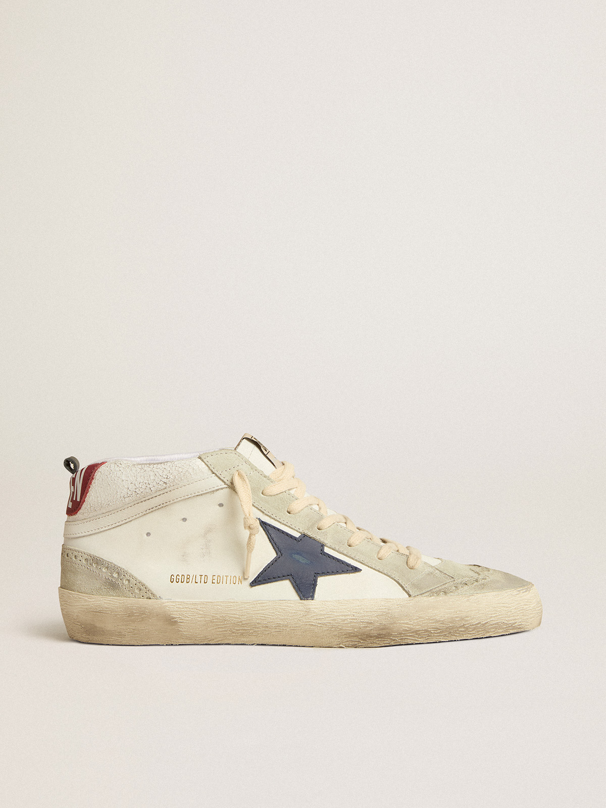 Mid Star LTD with blue leather star and white nappa leather flash | Golden  Goose