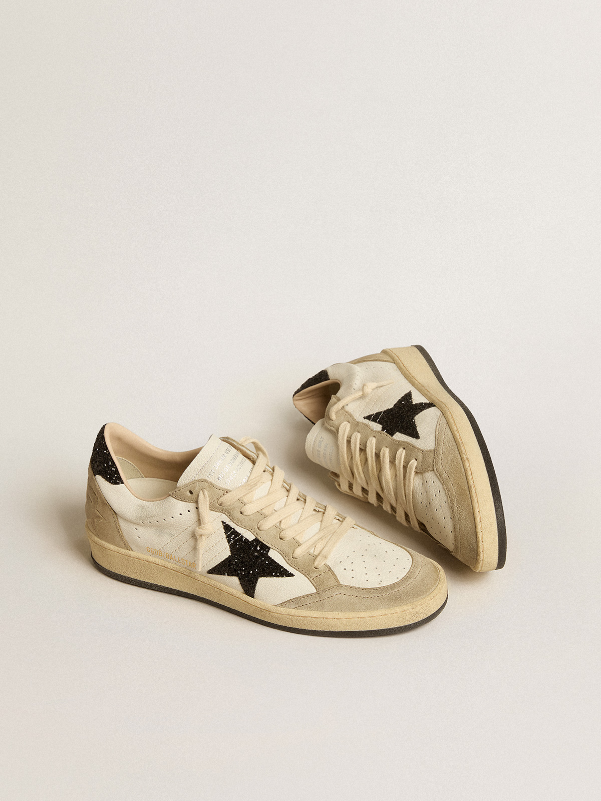 Ball Star in nappa and suede with black glitter star and heel tab