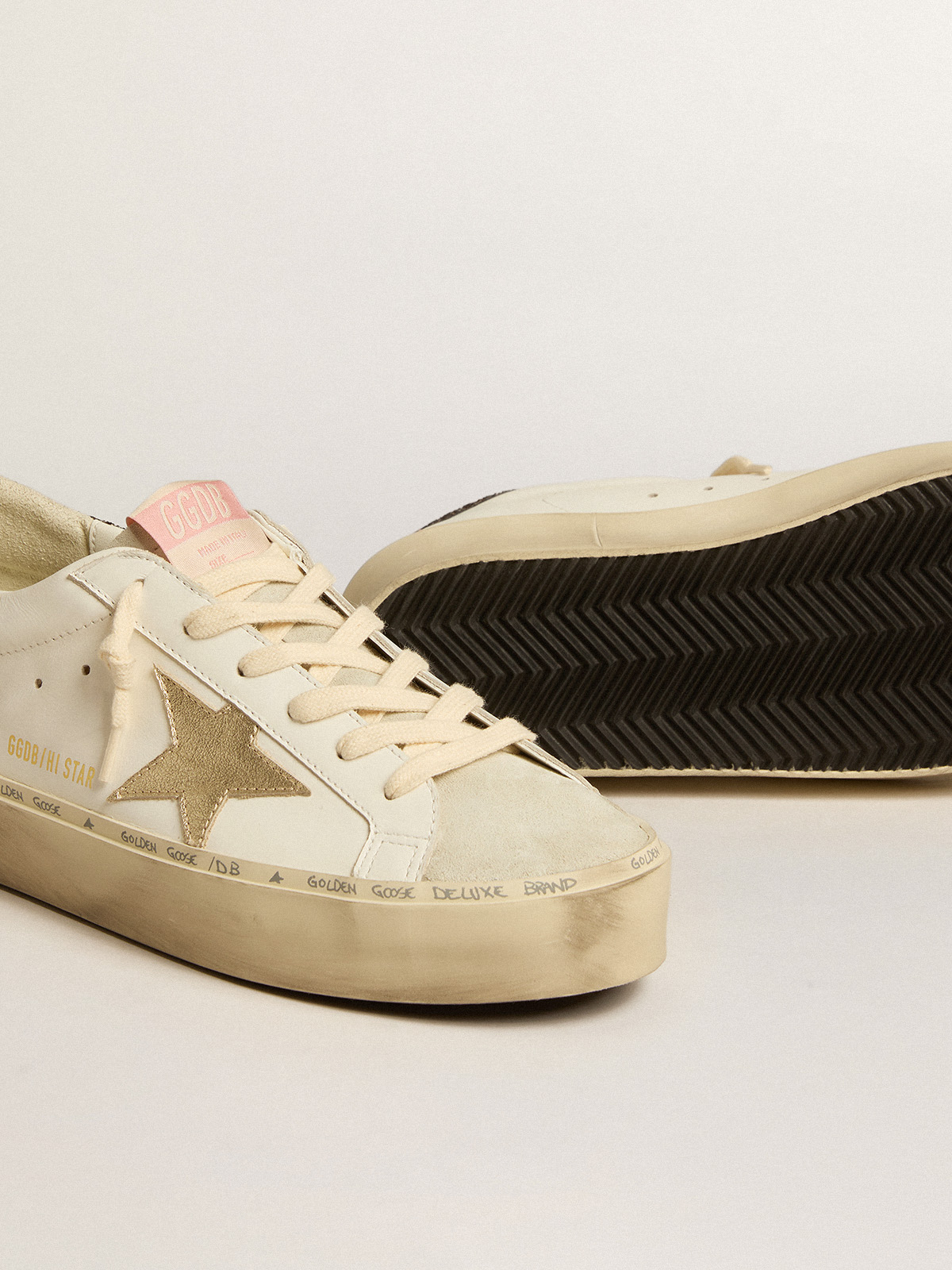 Hi Star with platinum metallic leather star and glitter heel tab | Golden  Goose