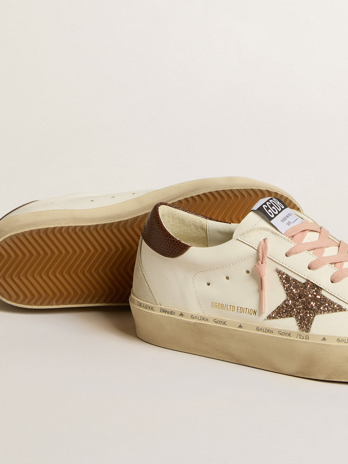 Hi Star LTD with glitter star and brown lizard-print heel tab