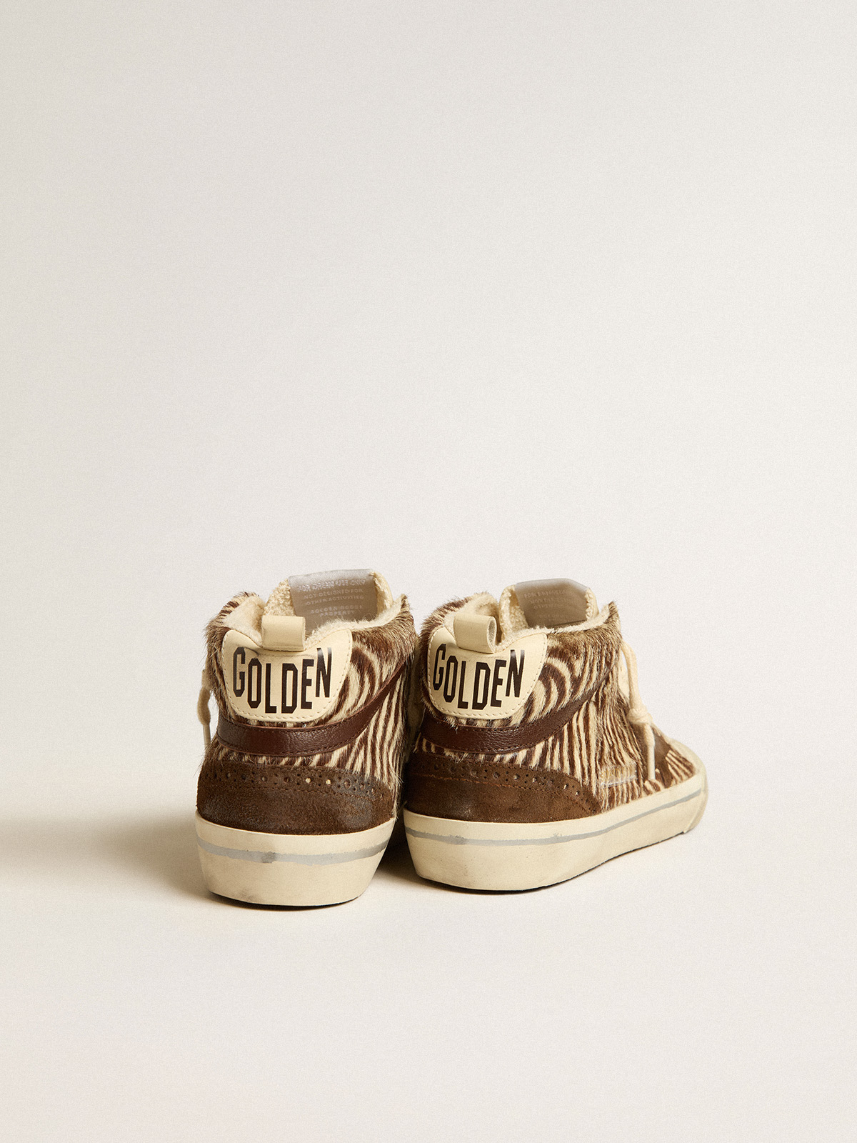 Mid Star in zebra-print pony skin with suede star and brown flash | Golden  Goose