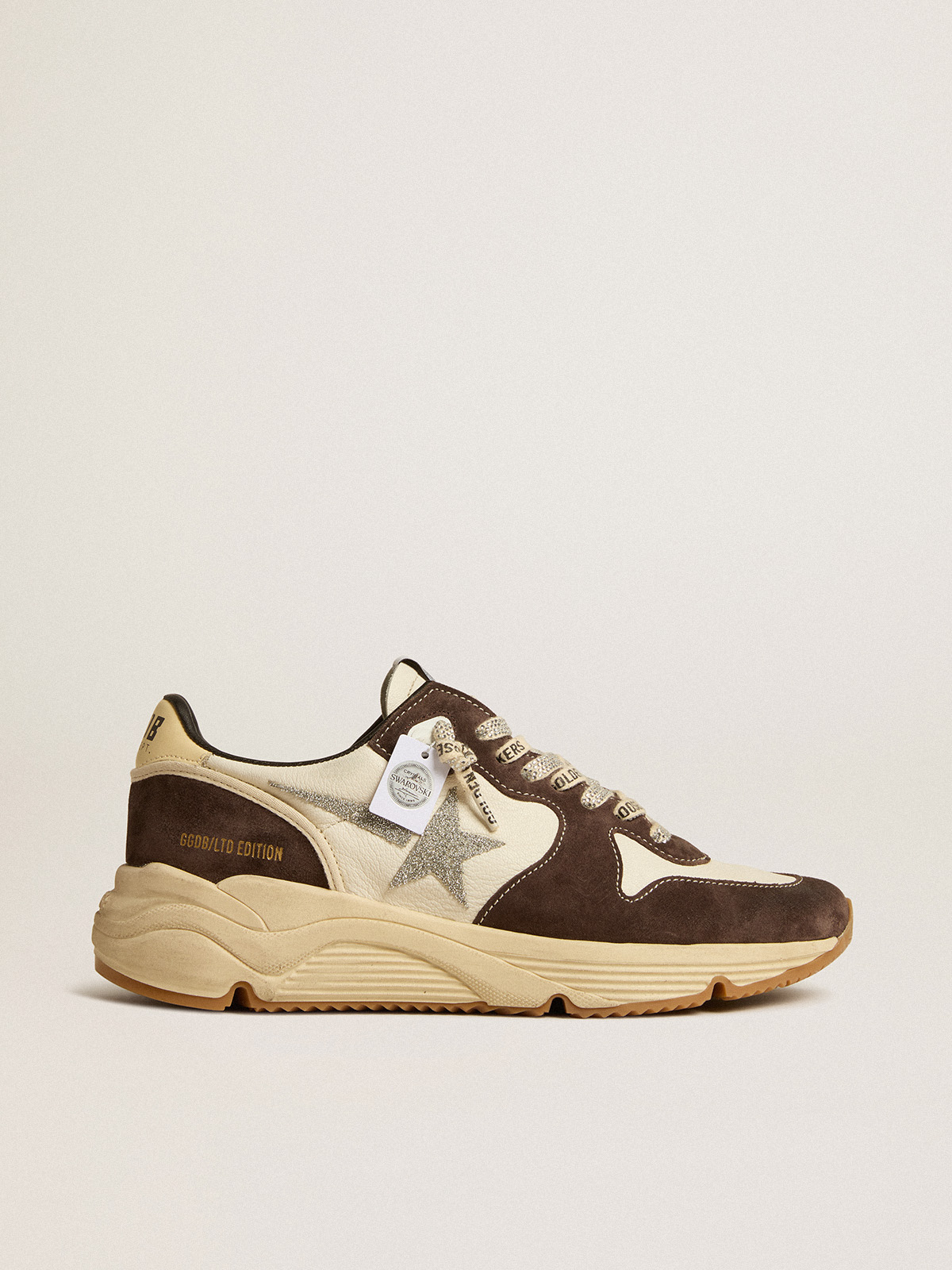 Running Sole LTD in nappa and brown suede with a Swarovski crystal star |  Golden Goose