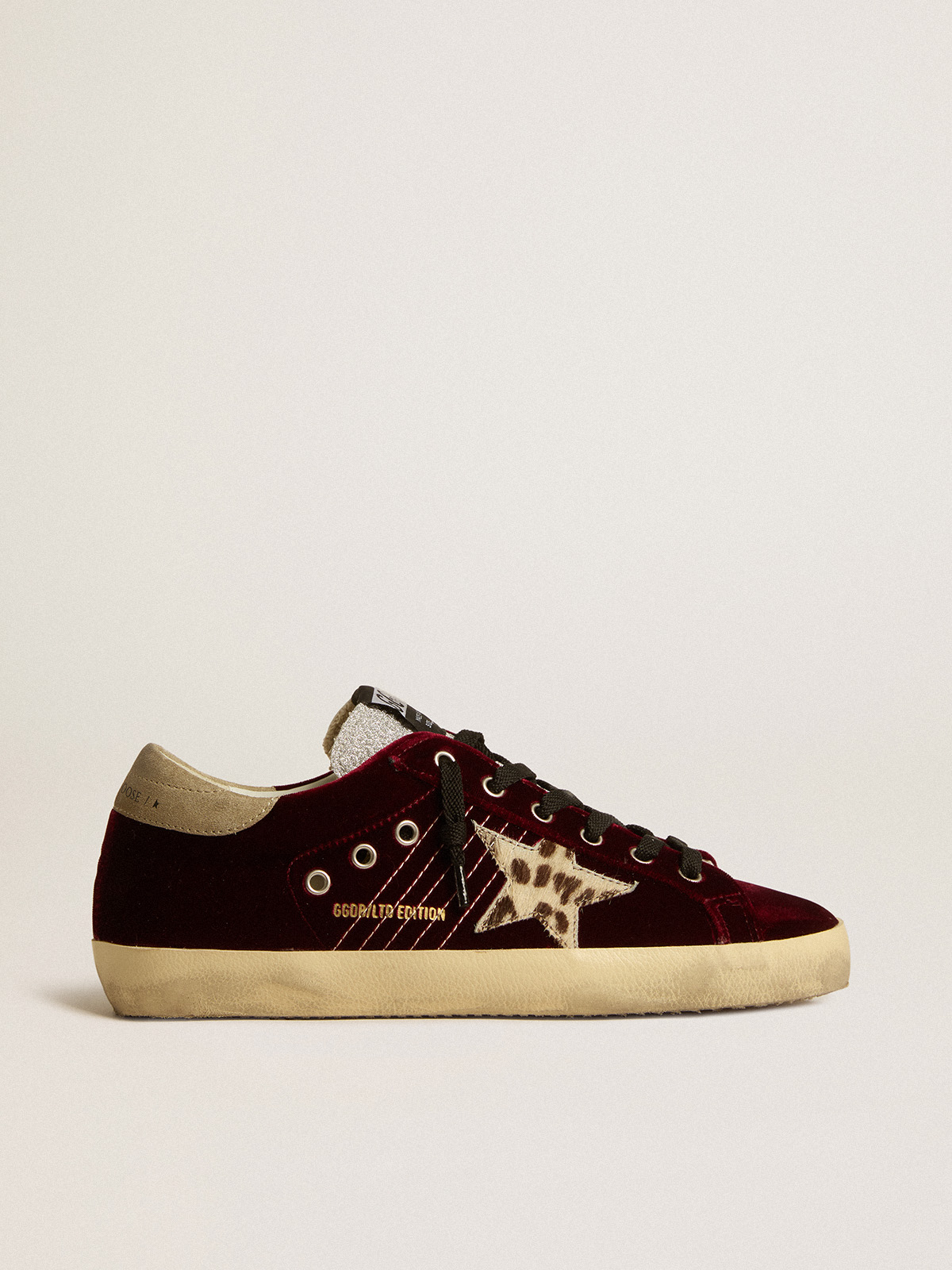 Super-Star LTD in velvet with pony skin star and glitter tongue | Golden  Goose