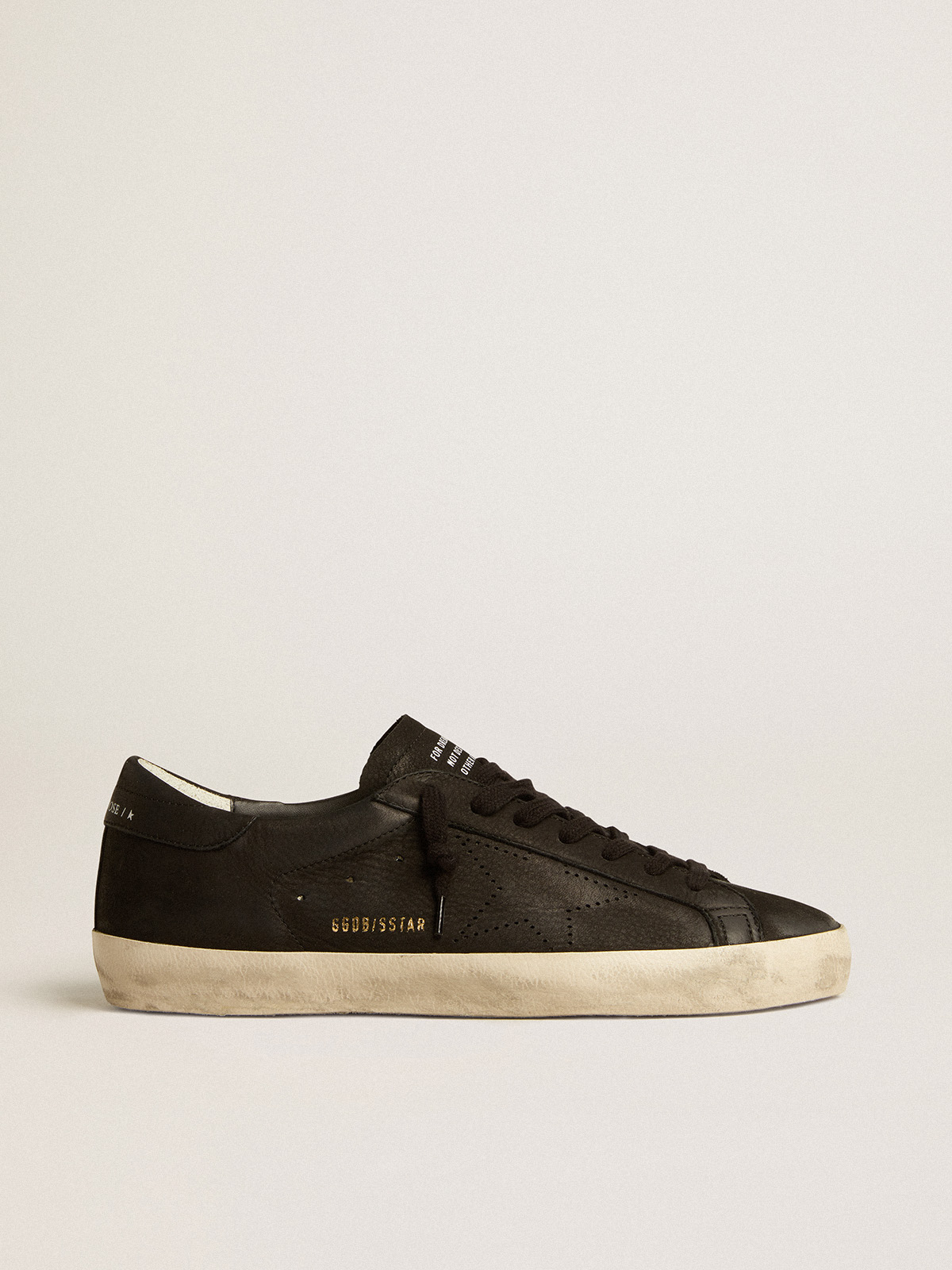 Super Star in black nubuck with perforated star and black nubuck