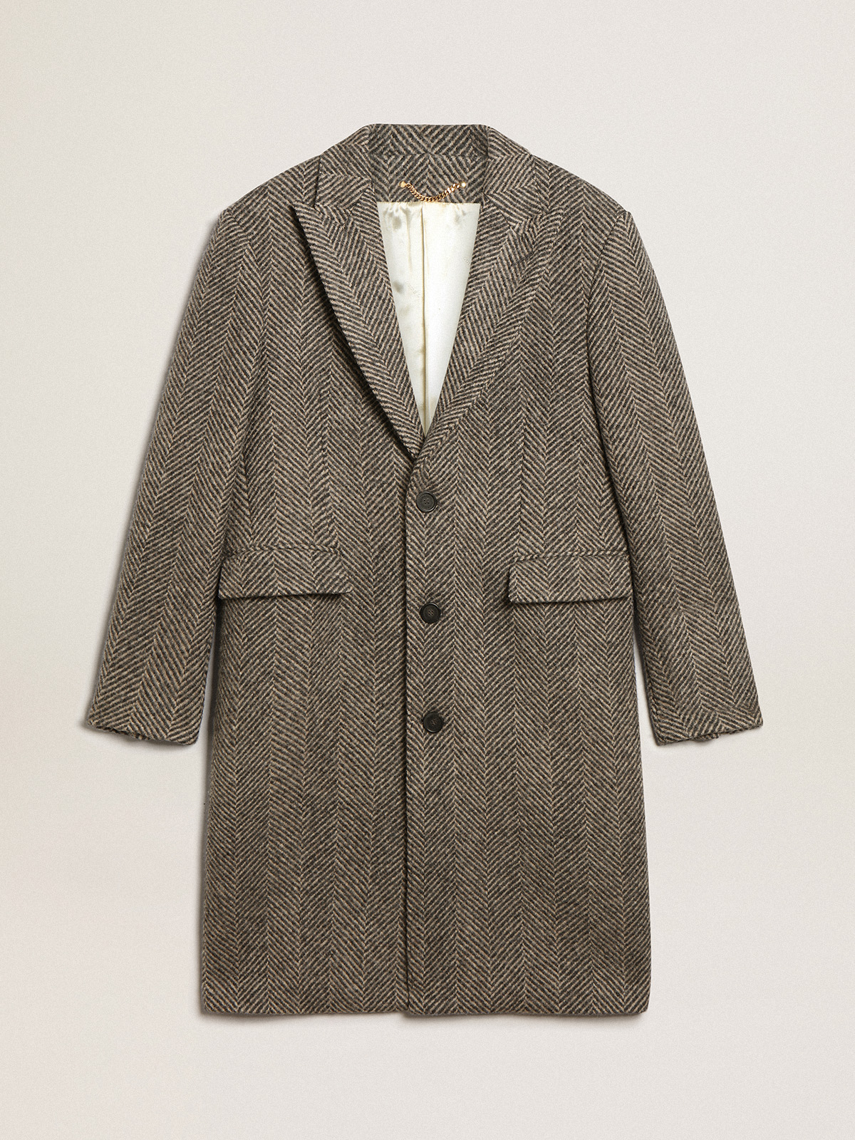 Men's wool hot sale herringbone overcoat