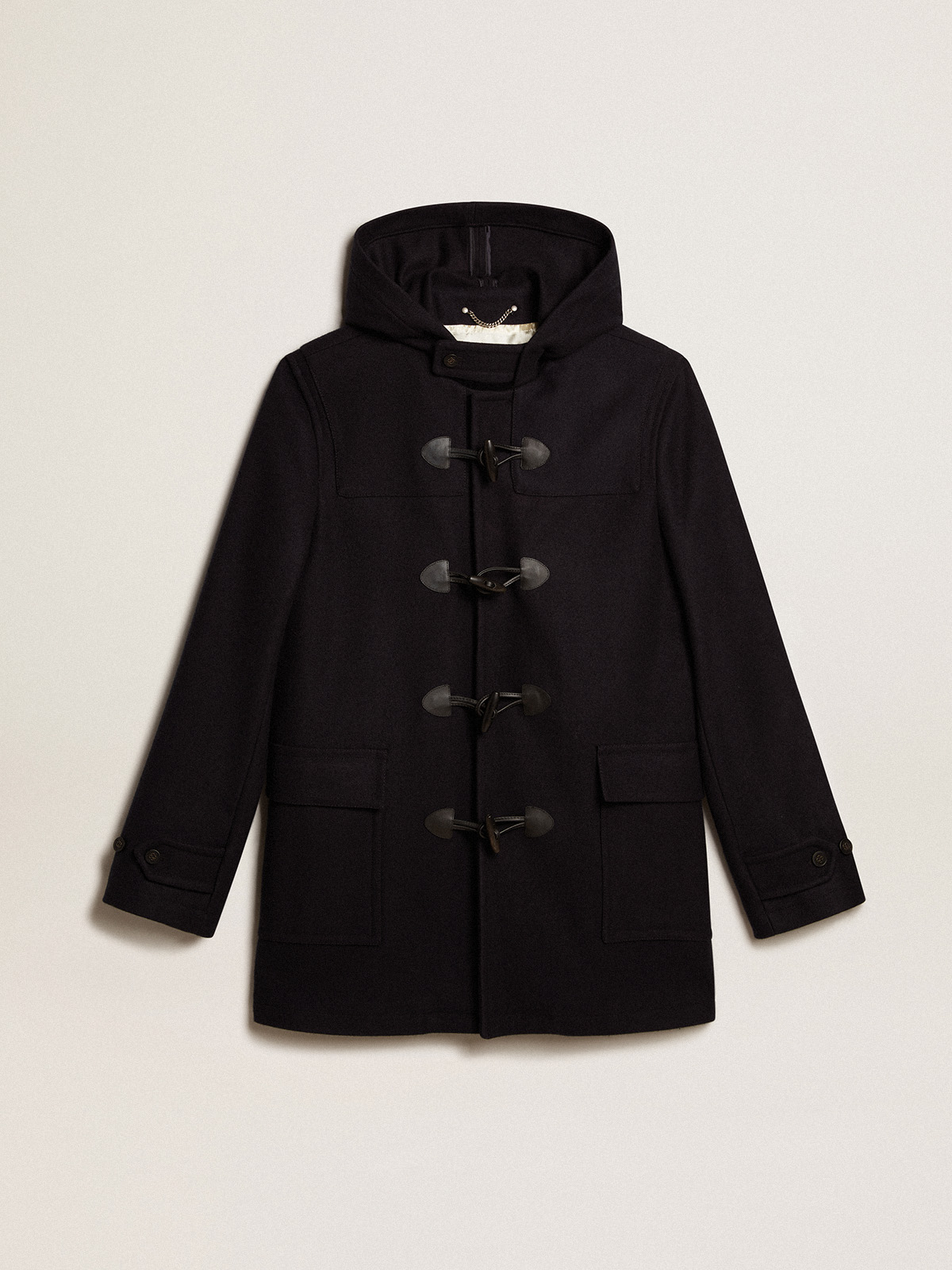 Womens black duffle hot sale coat with hood