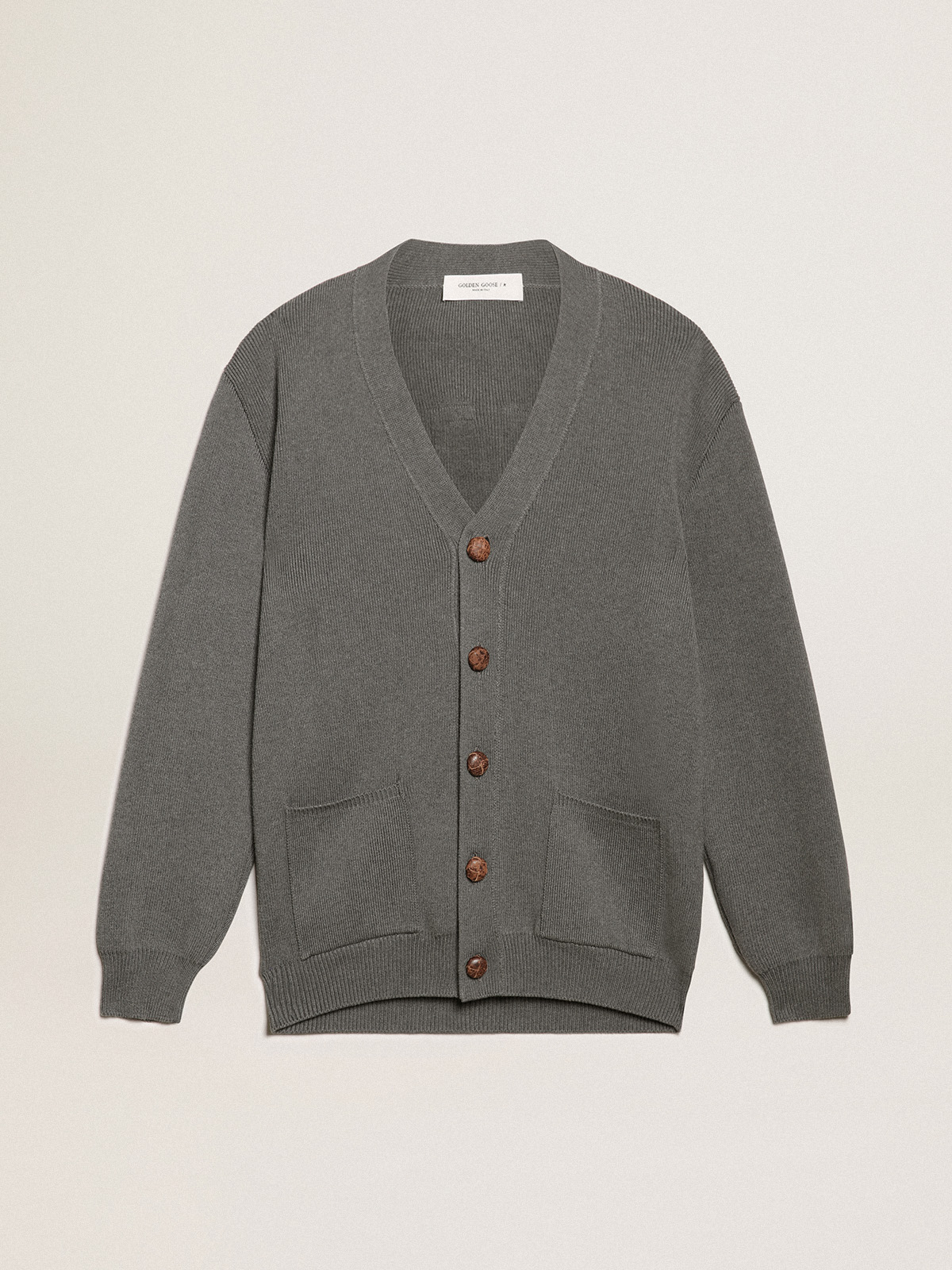 Women's grey cotton cardigan with buttons | Golden Goose