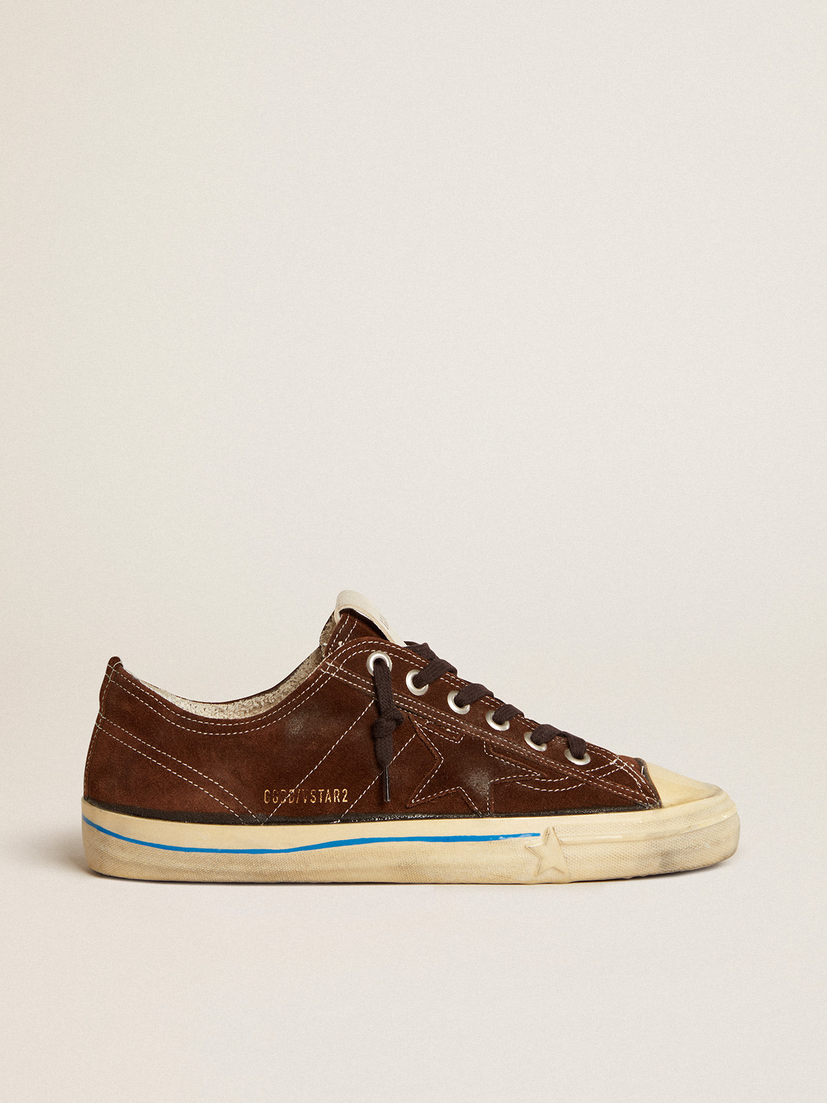 Women\'s V-Star LTD in suede with brown star | Golden Goose