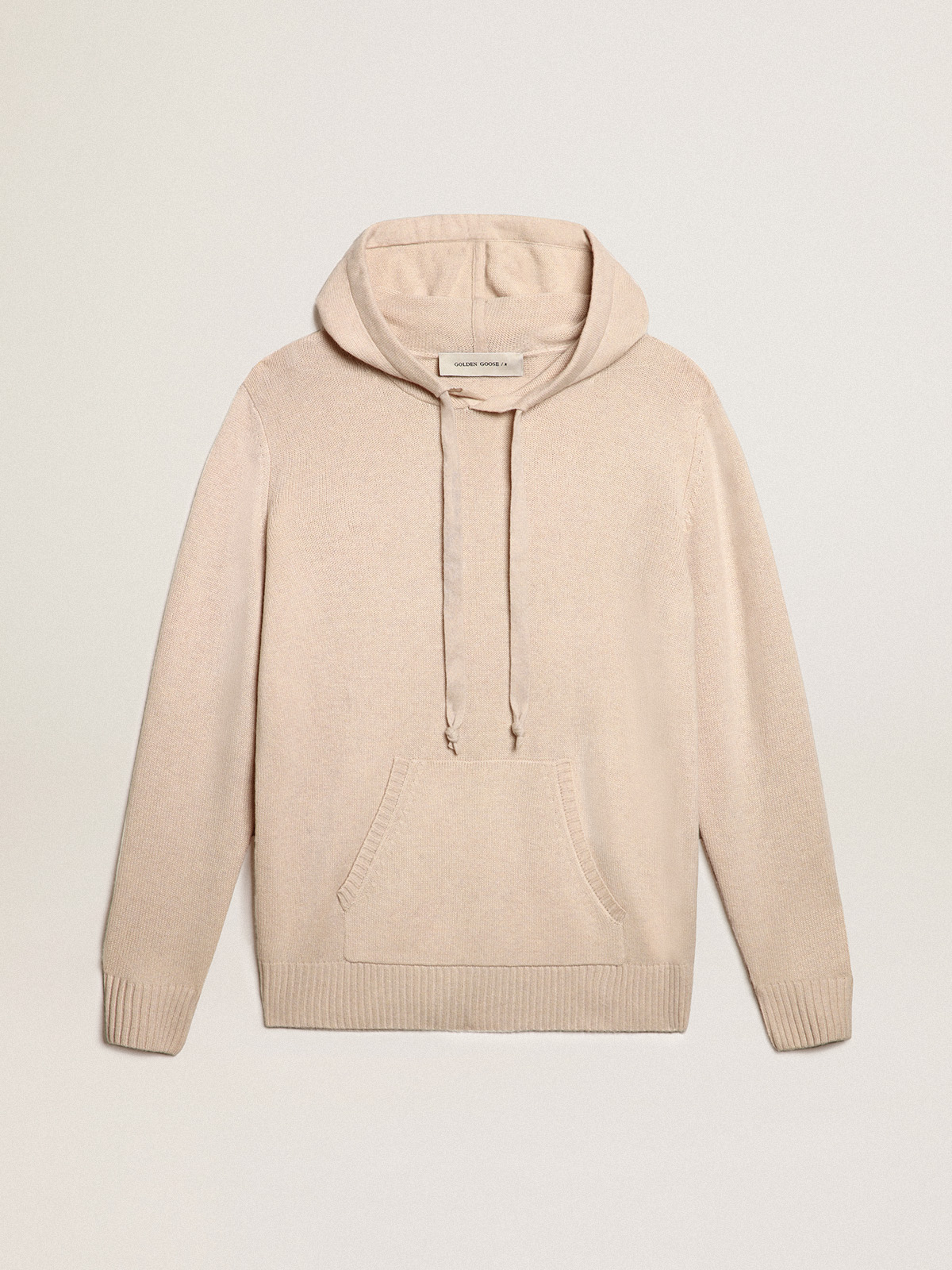 Men s white cashmere blend sweatshirt with hood Golden Goose