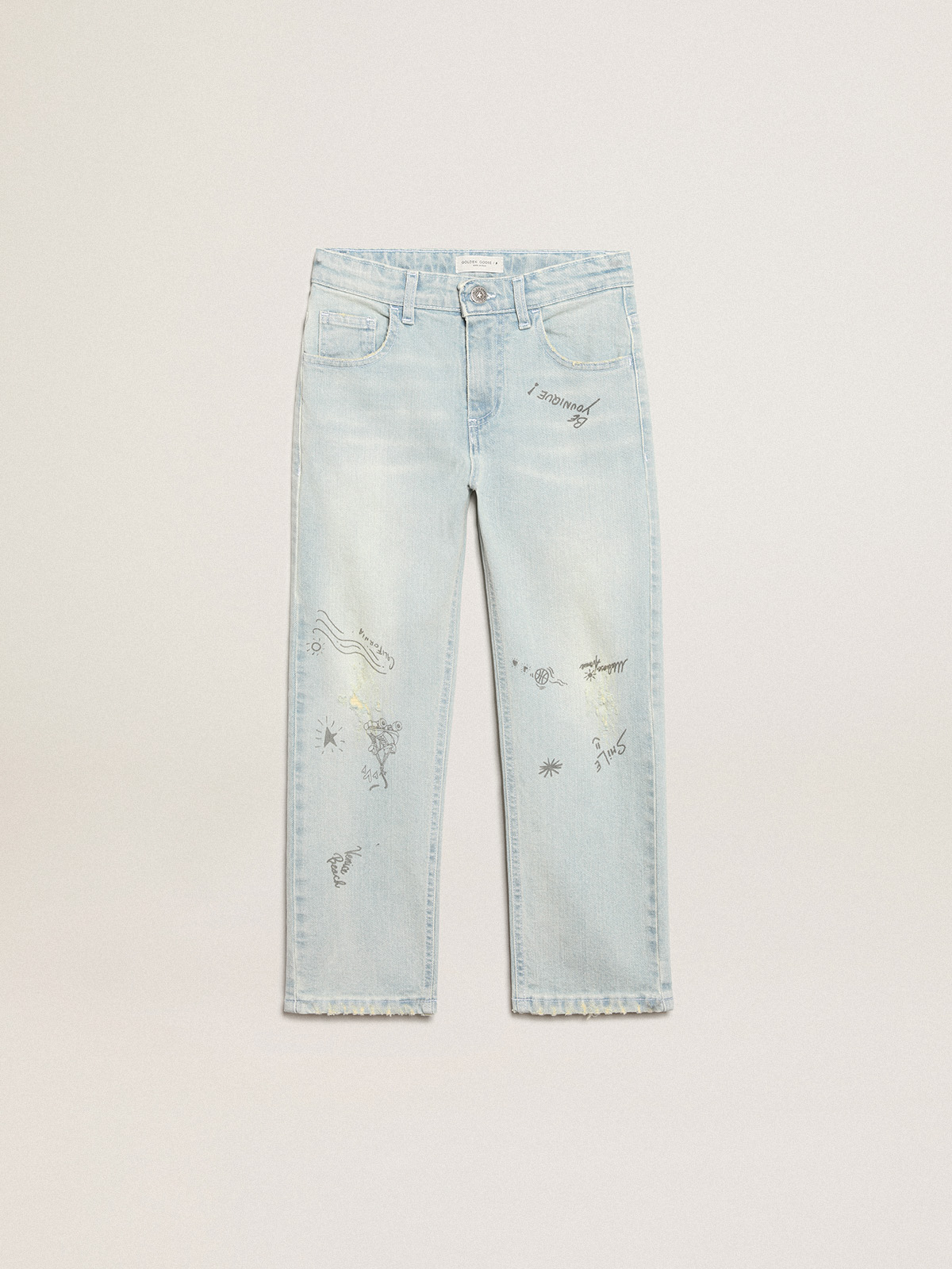 Boys white distressed hot sale jeans