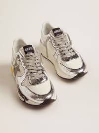 Running Sole in gray mesh and suede with silver glitter star