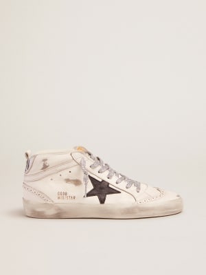 Women\'s Mid Star LTD in white nylon with leopard print pony skin star |  Golden Goose