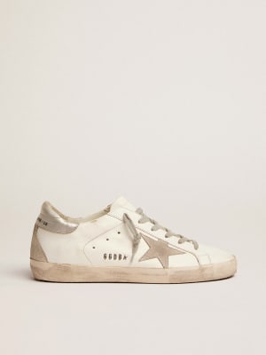 Purestar sneakers in white leather with champagne glitter heel tab