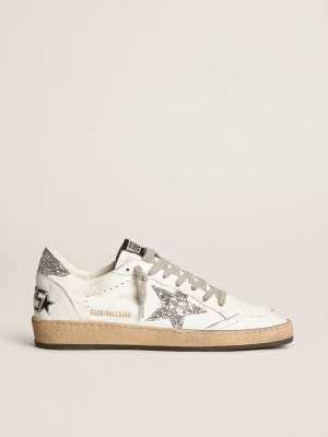 White leather Super-Star sneakers with glittery heel tab | Golden