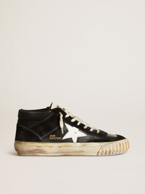 Men\'s Mid Star in nubuck with black leather star and silver flash | Golden  Goose